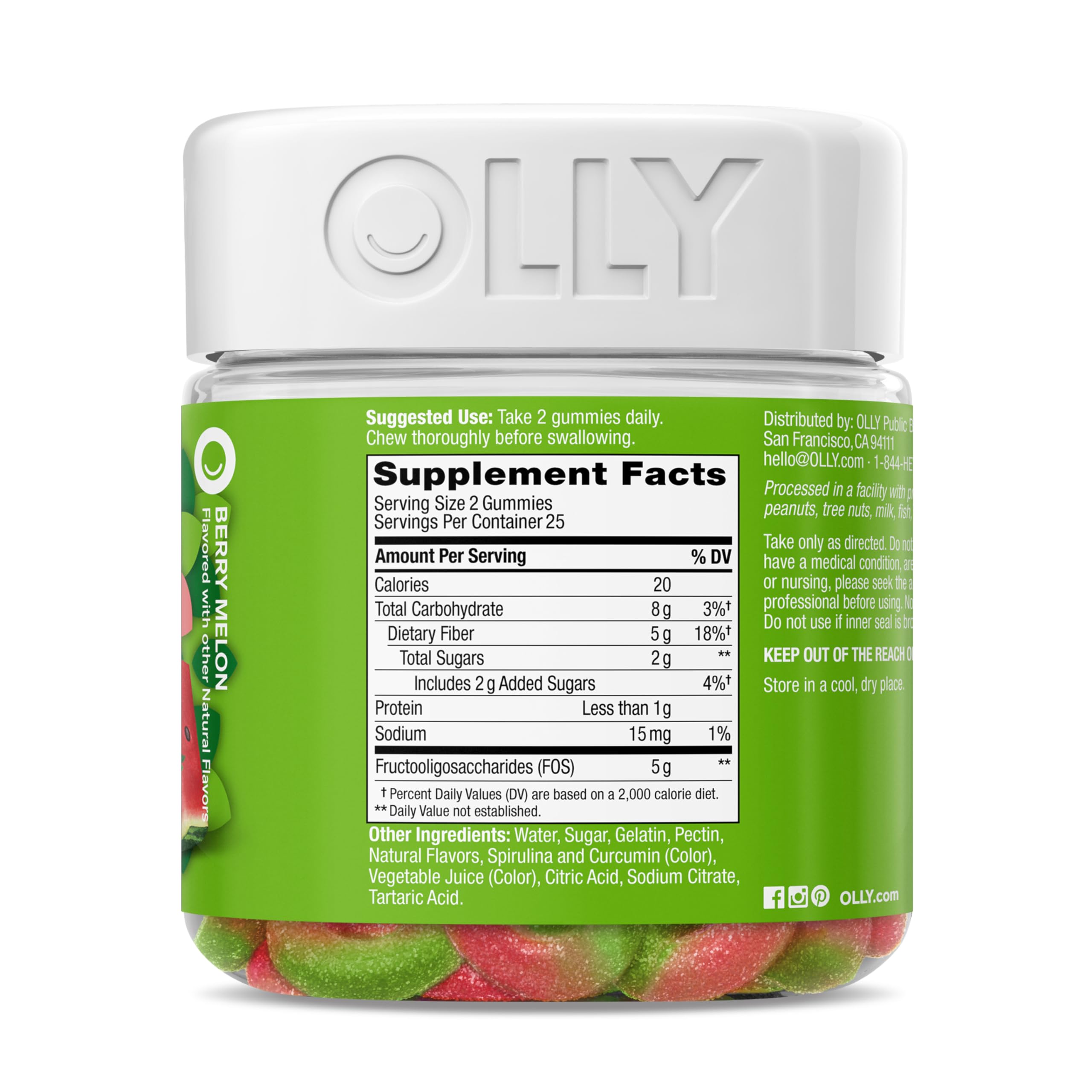 OLLy Fiber Gummy Rings ingredients list