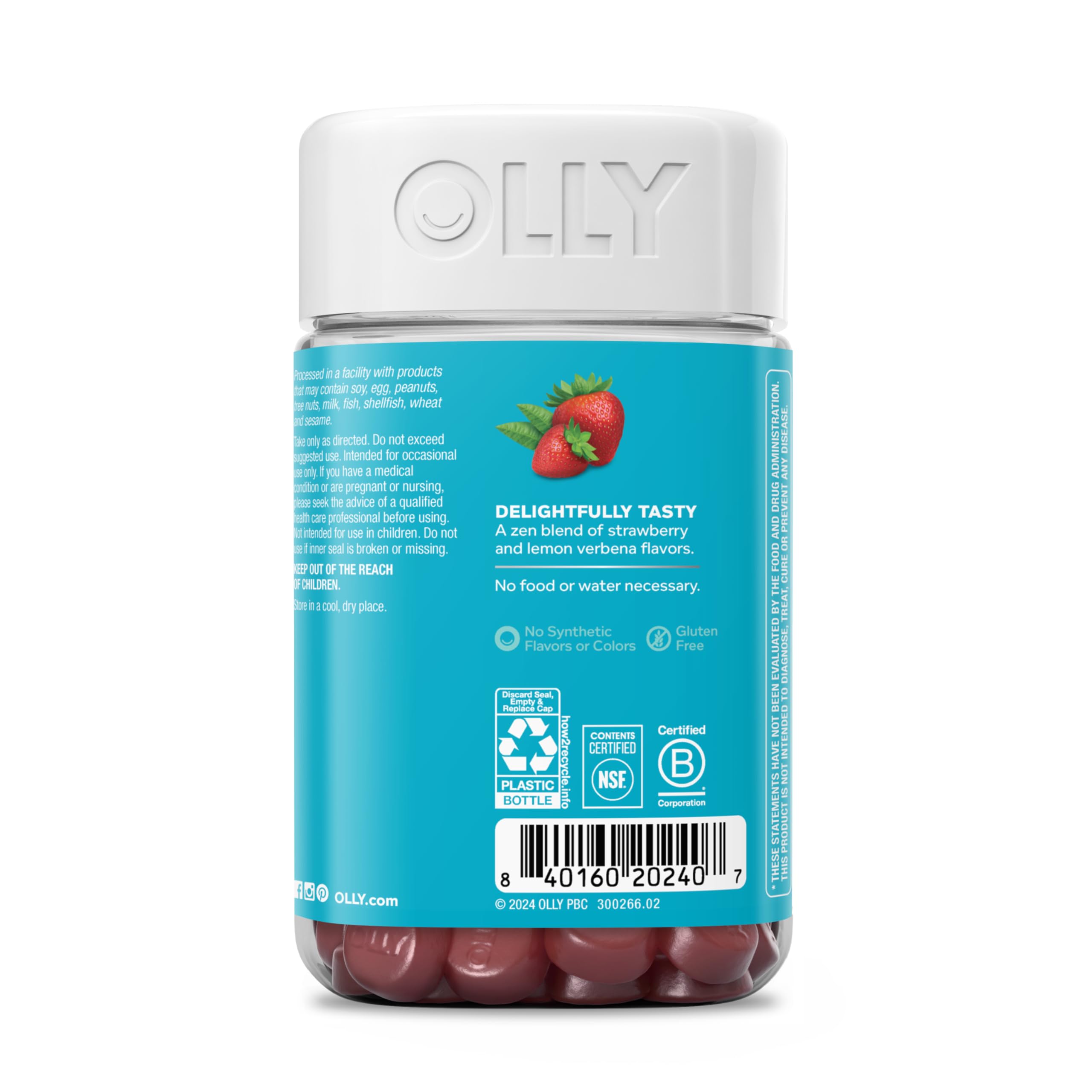 OLLY Goodbye Stress Gummies bottle top view