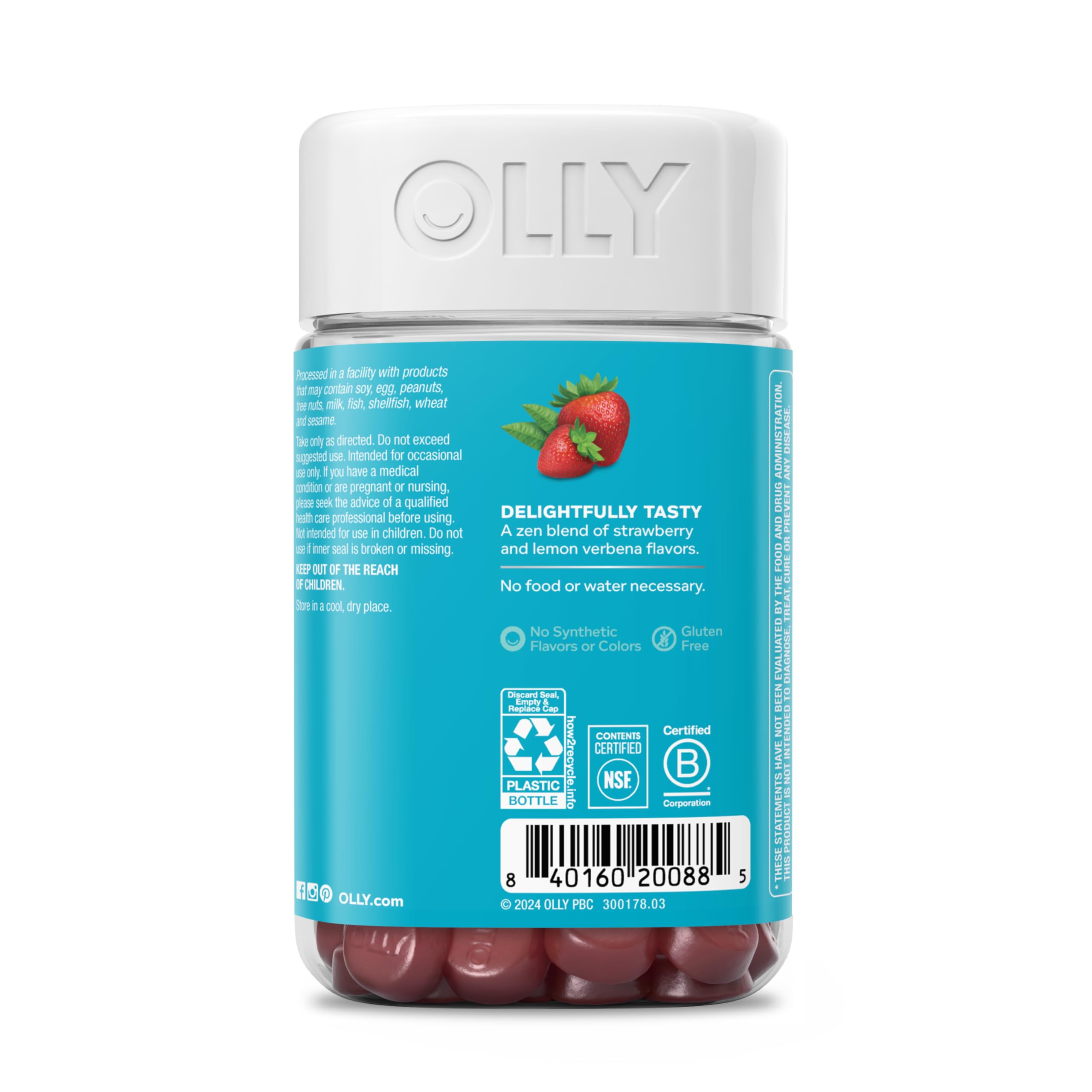 OLLY Goodbye Stress Gummies in hand outdoors