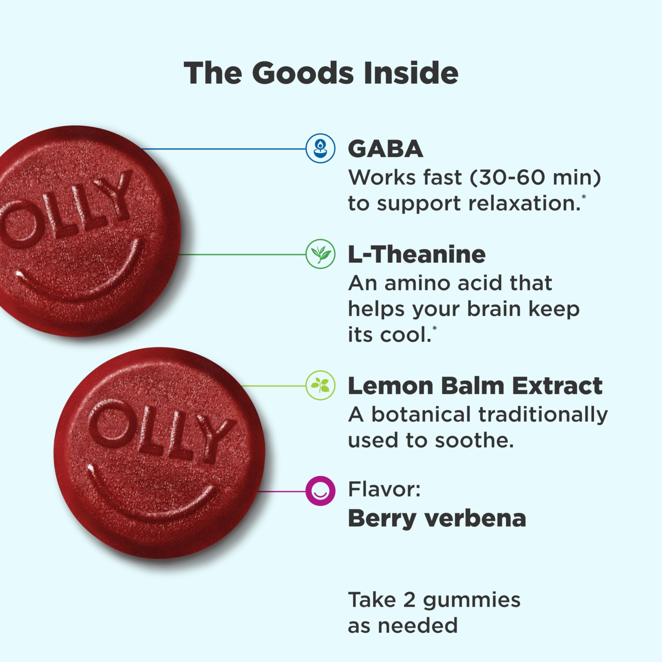 OLLY Goodbye Stress Gummies showing gummies in a bowl