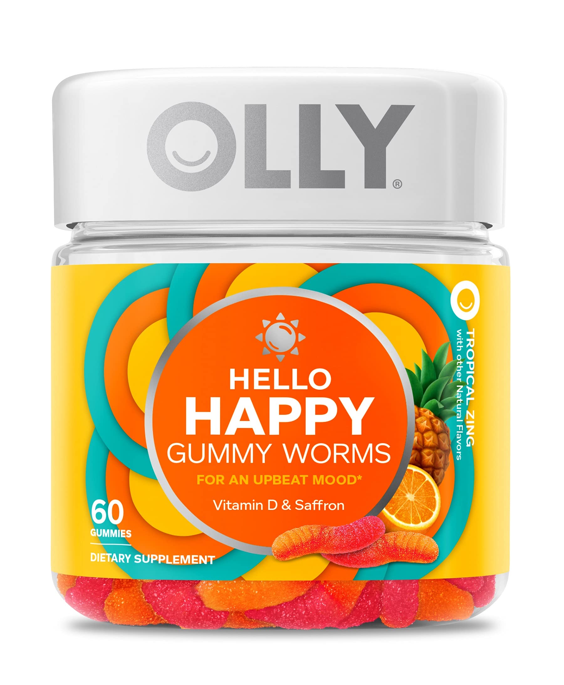 OLLY Hello Happy Gummy Worms front view with packaging