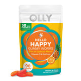 OLLY Hello Happy Gummy Worms front view with Tropical Zing flavour
