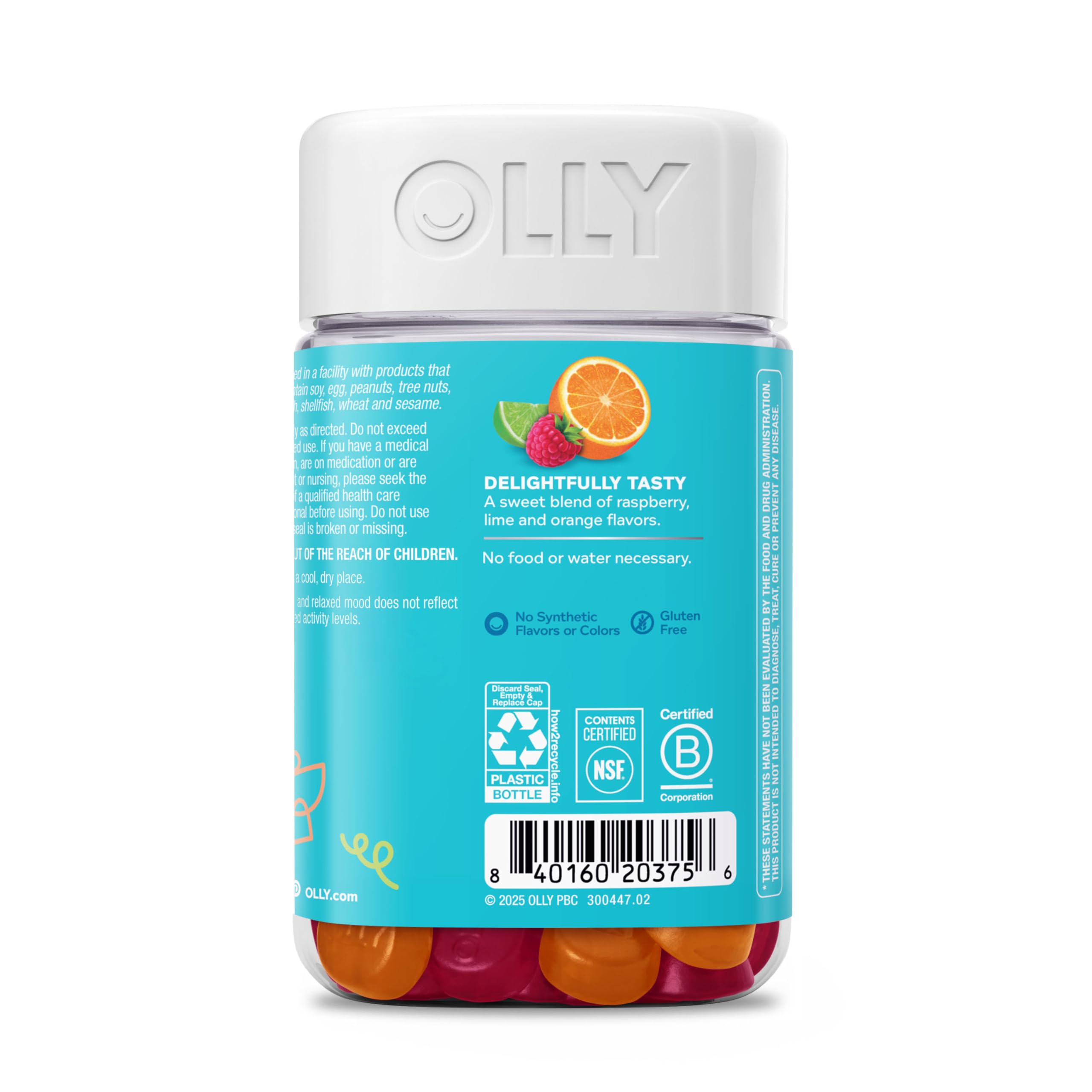 OLLY Kids Chillax Gummies displayed with a child holding a gummy