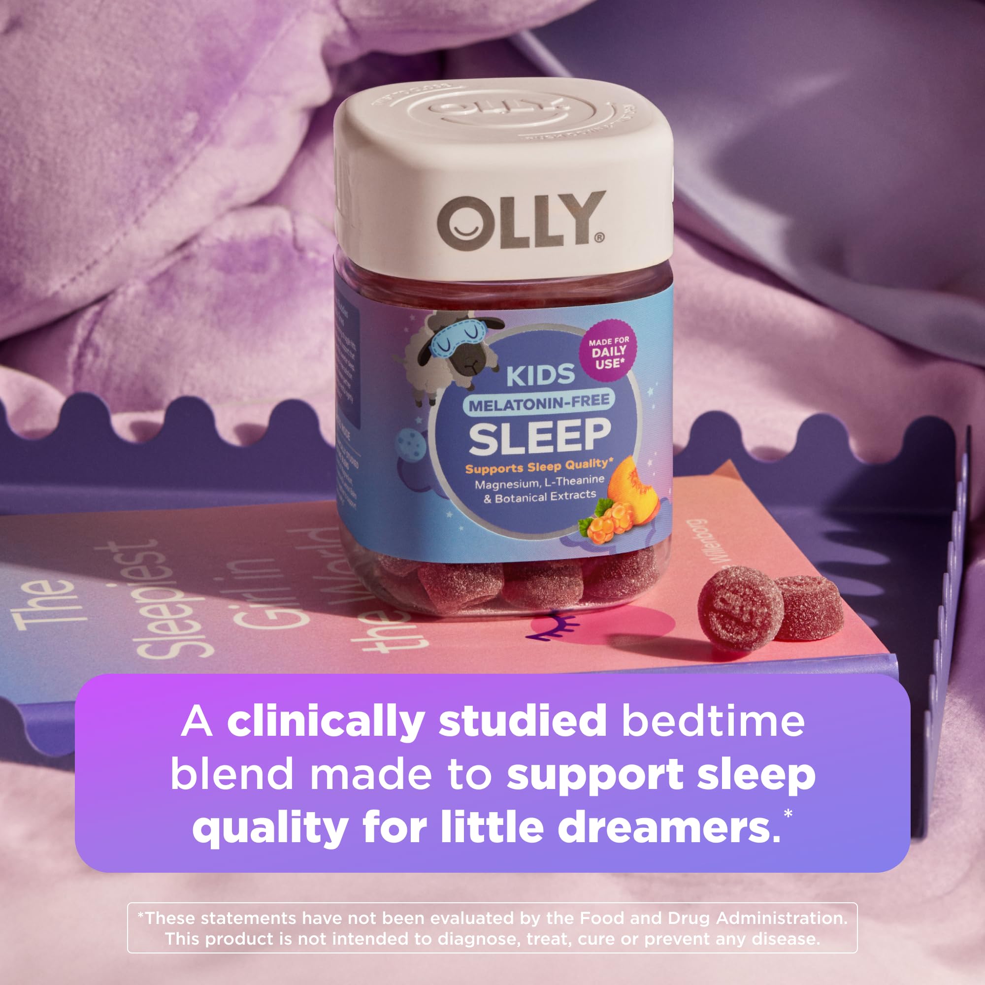 OLLY Kids Melatonin Free Sleep Gummies Cloudberry Peach flavour