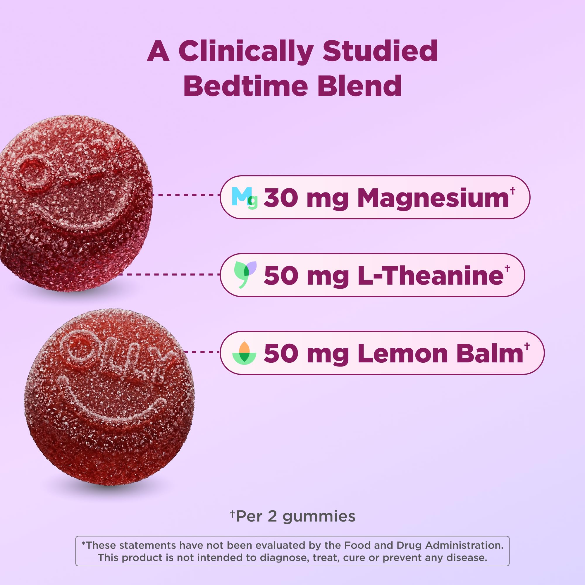 OLLY Kids Melatonin Free Sleep Gummies showing gummy texture