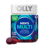 OLLY Men's Multi Gummies 130 Count front view with Blackberry Blitz flavour
