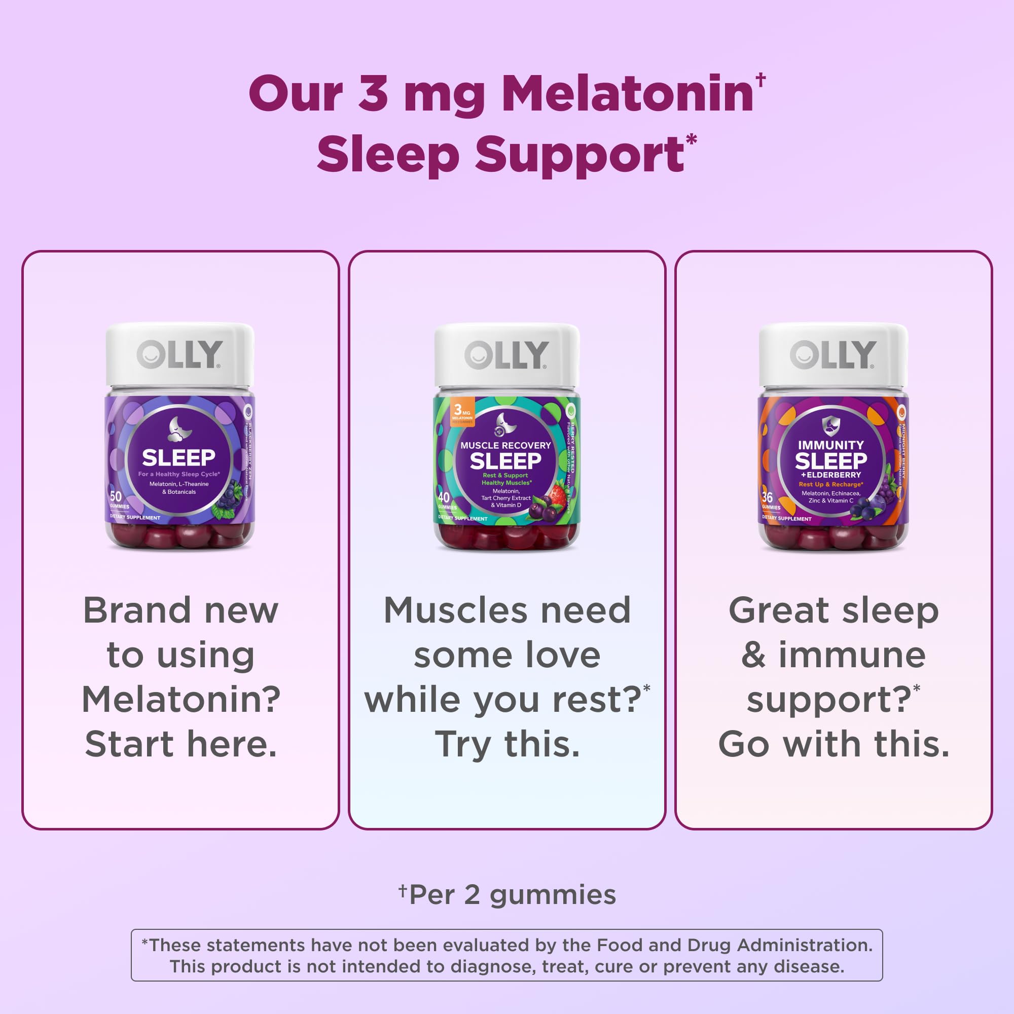 OLLY Muscle use Sleep Gummies with a measuring spoon