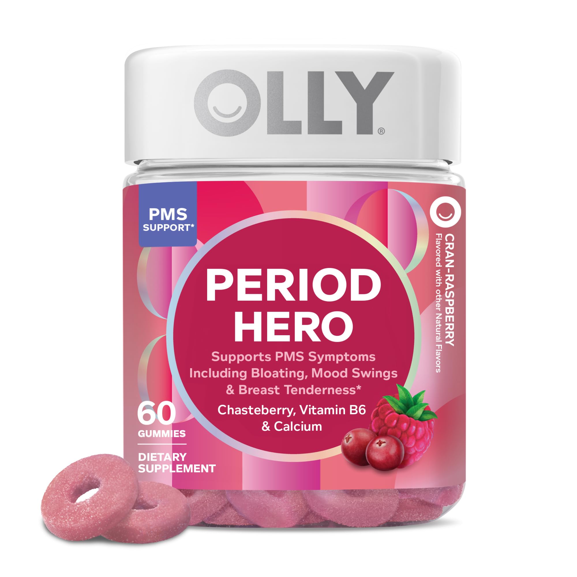 OLLY Period Hero Gummies Cran-Raspberry flavour front view