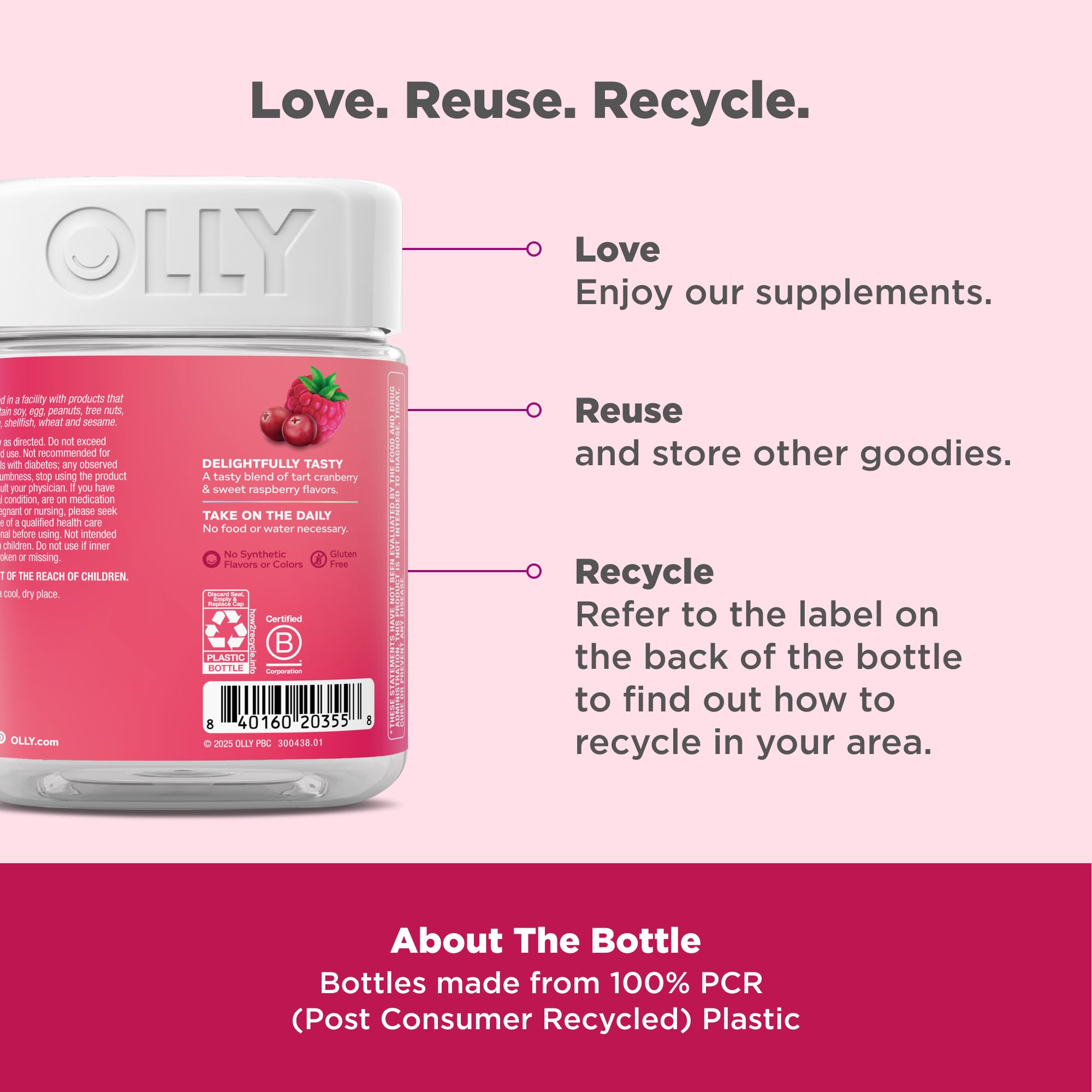 OLLY Period Hero Gummies with a handful of gummies