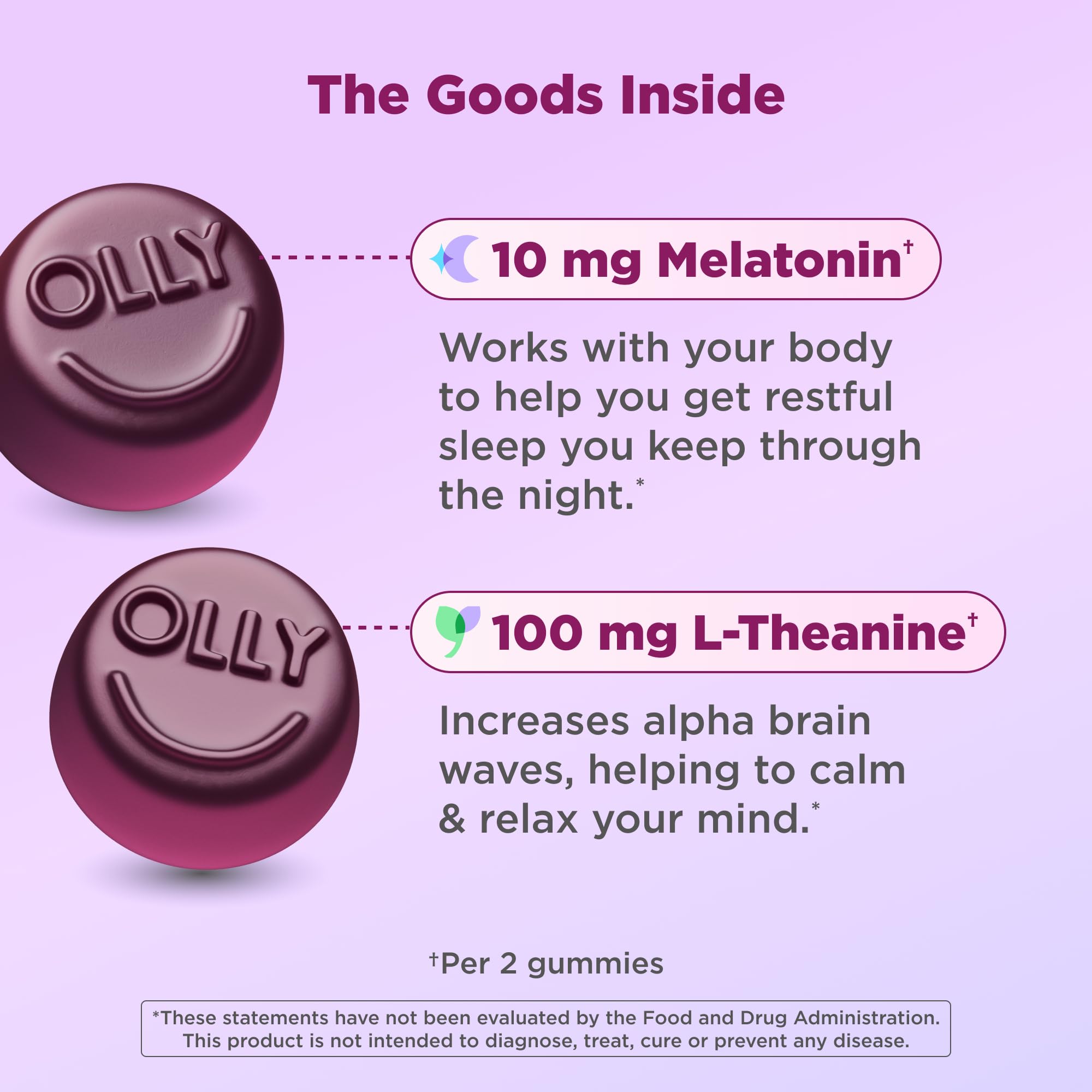 OLLy Sleep Gummies back view with ingredient list