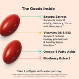 OLLY Ultra Strength Brain Softgels back view showing ingredients