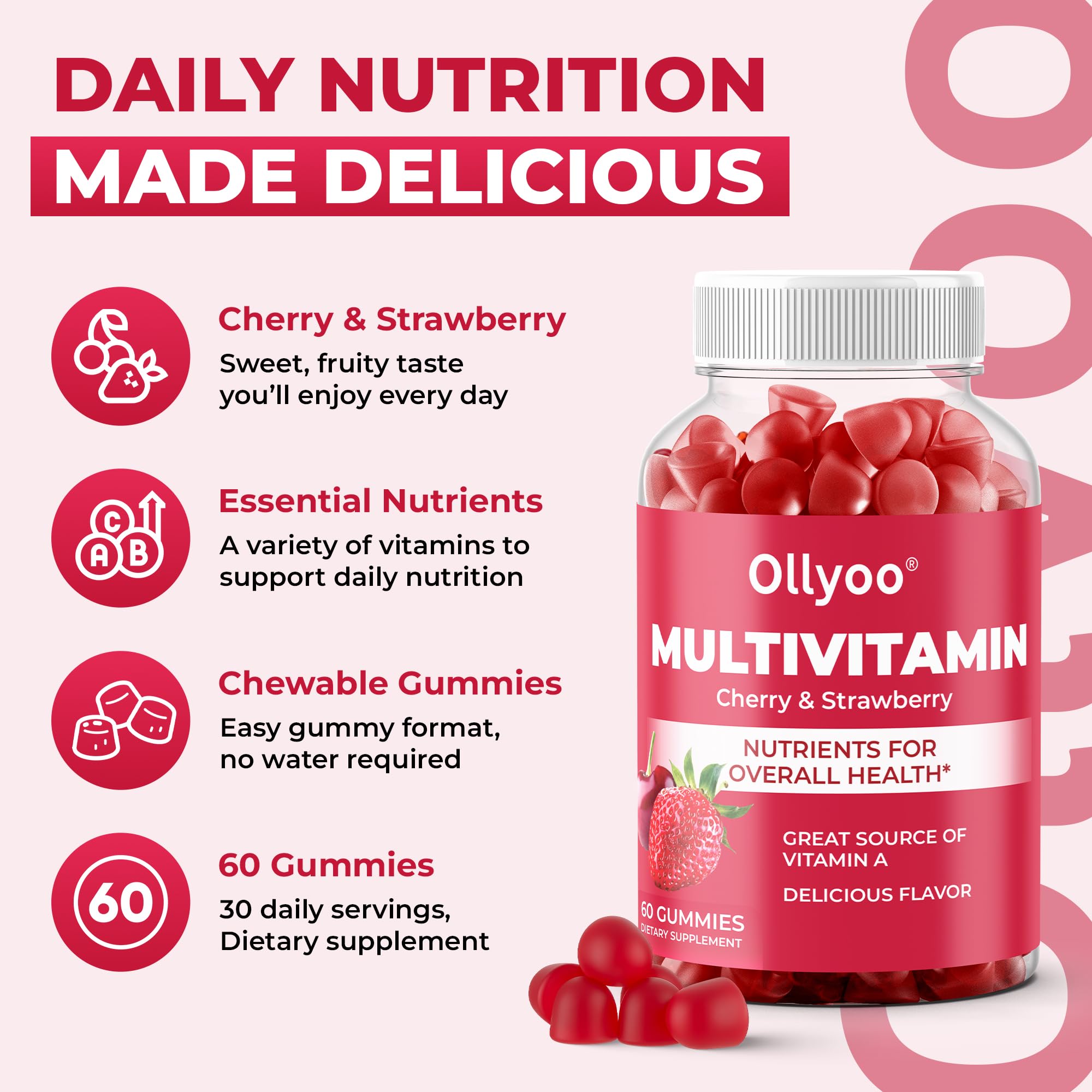 Ollyoo Multivitamins Gummies close-up of ingredients list