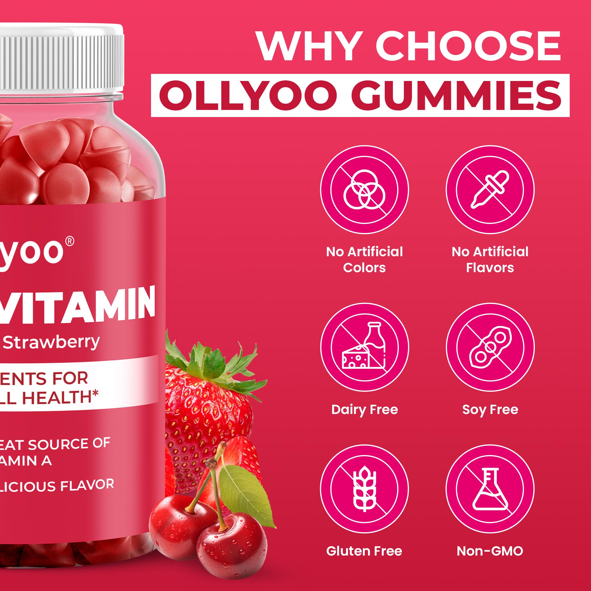 Ollyoo Multivitamins Gummies side view of container