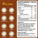 OLOBIO 11 Mushroom Coffee Blend 150g powder in a cup