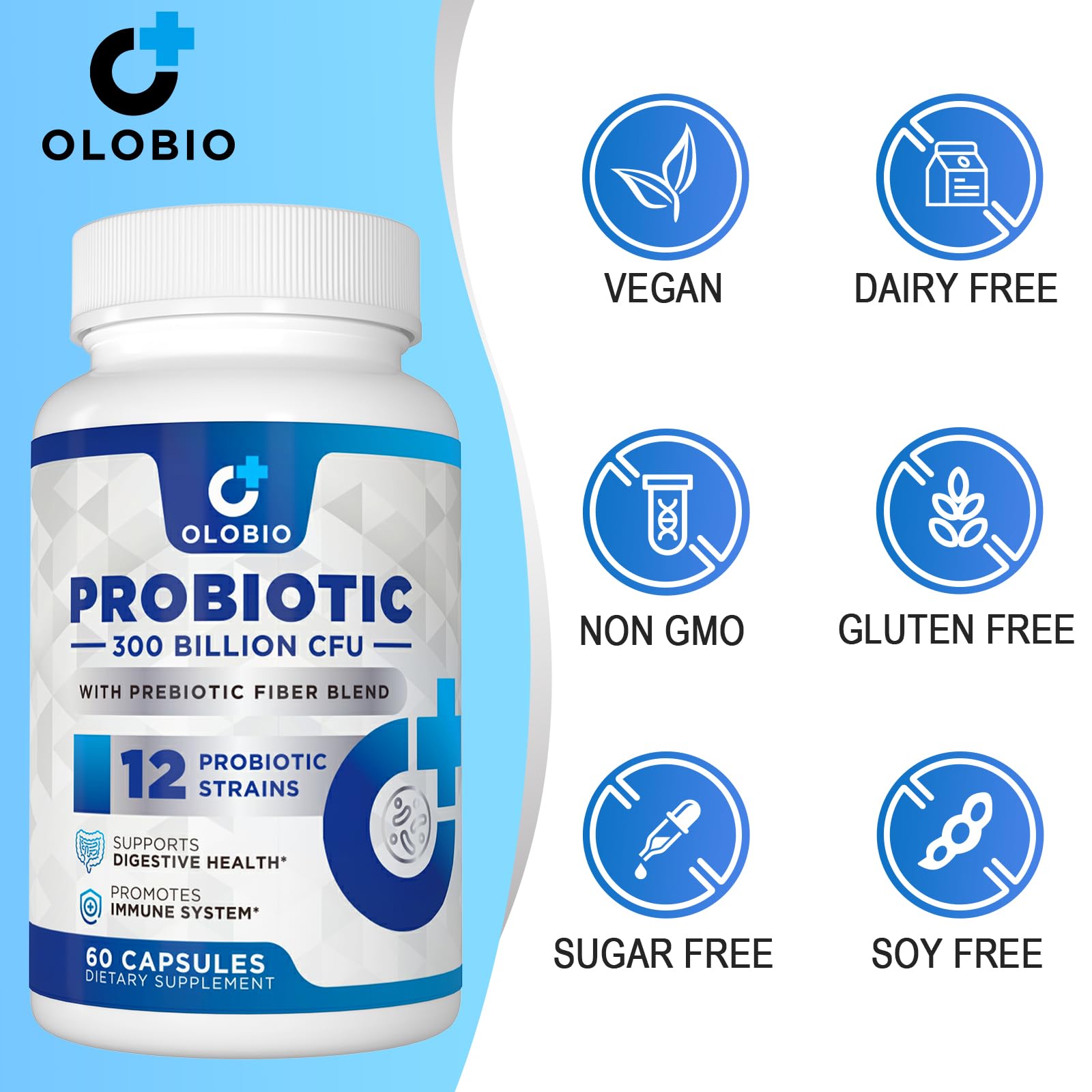 OLOBIO Probiotic Supplement packaging with nutritional information