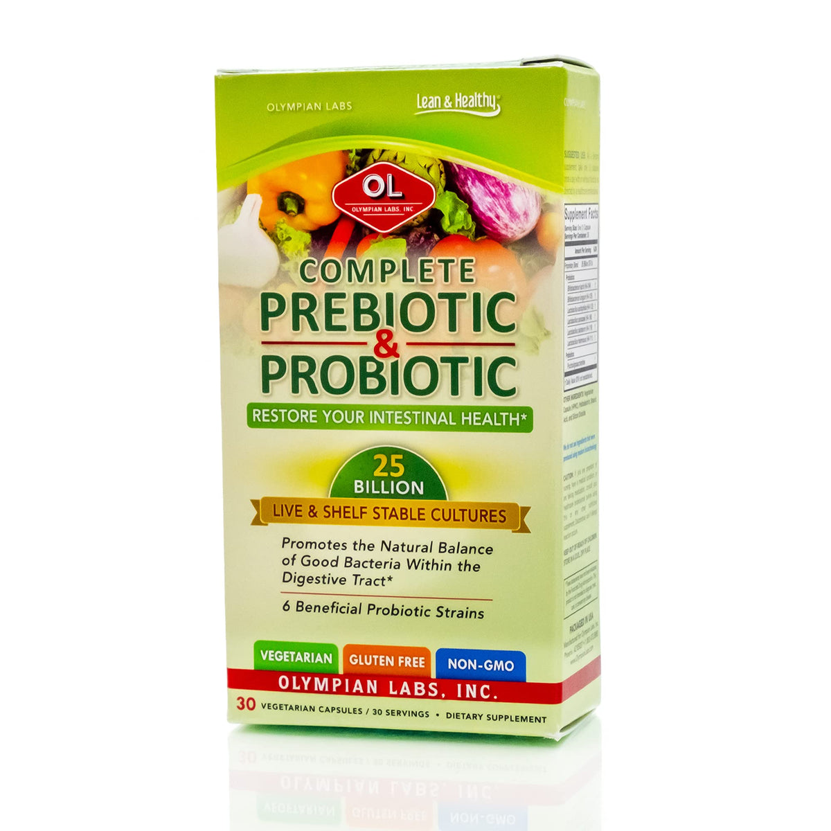 Olympian Labs Complete Prebiotic and Probiotic 30 Capsules front view