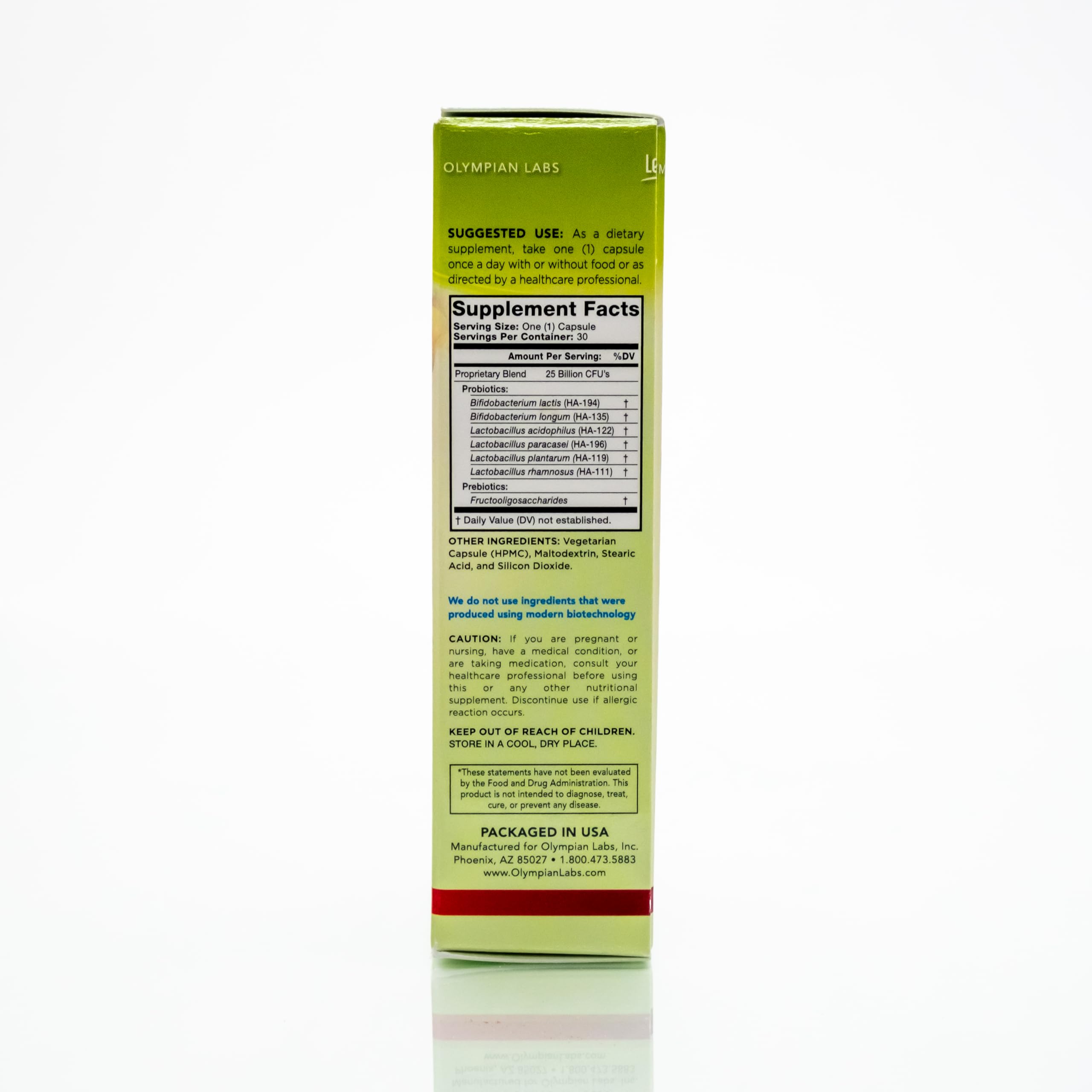 Olympian Labs Complete Prebiotic and Probiotic capsules on a wooden table