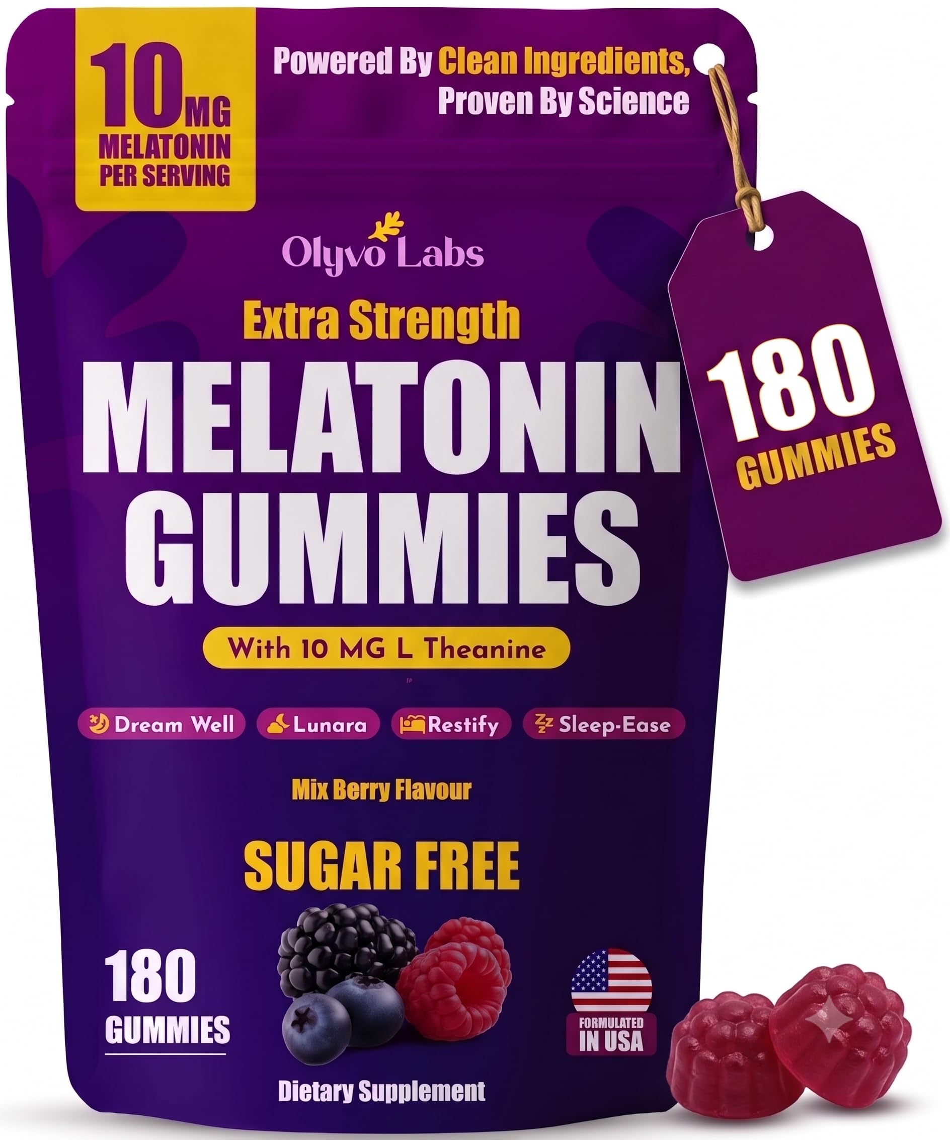 Olyvo Labs Extra Strength Melatonin Gummies 10mg front view
