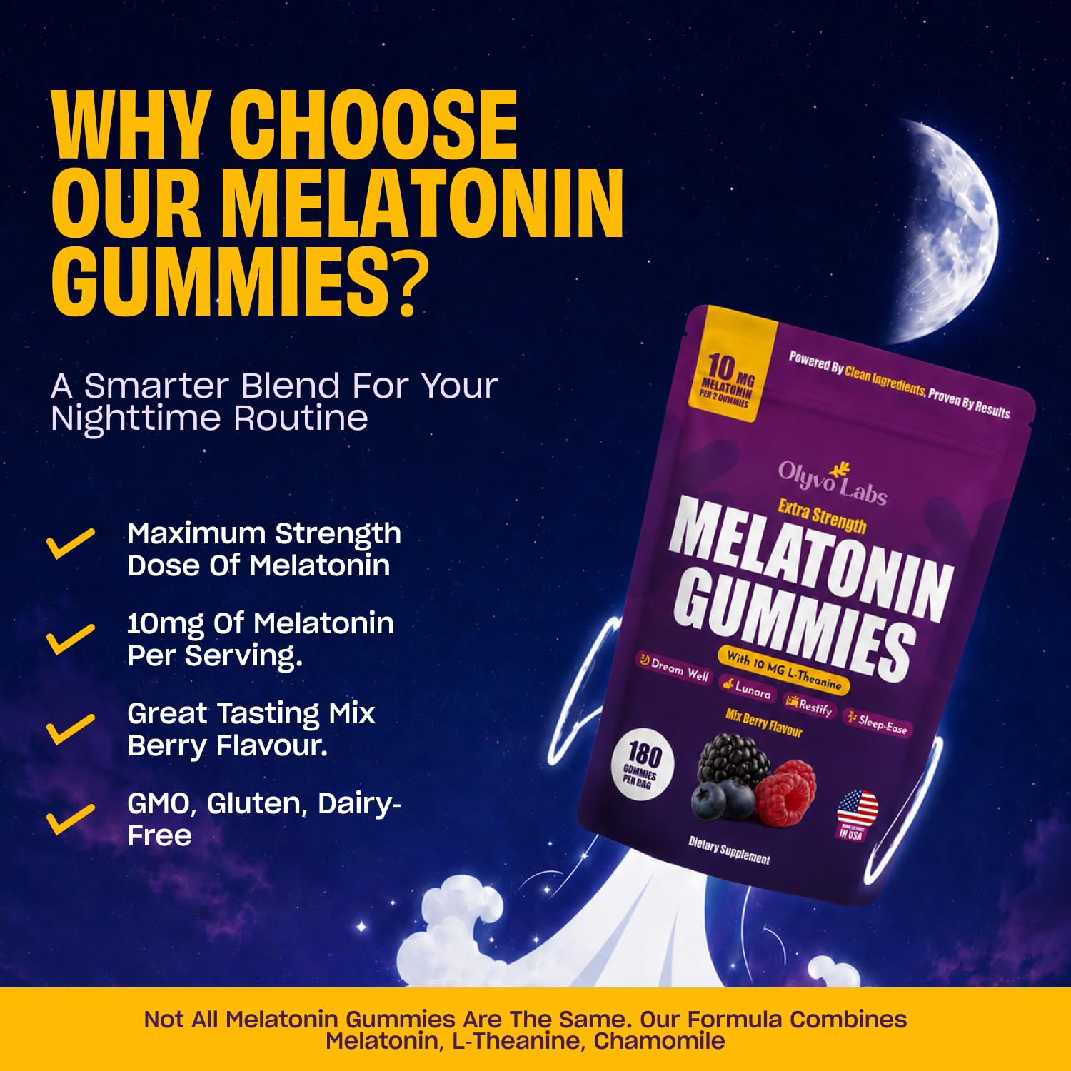 Olyvo Labs Melatonin Gummies with ingredients list