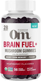 OM MUSHROOM SUPERFOOD Brain Fuel+ Gummies front view with raspberry flavour