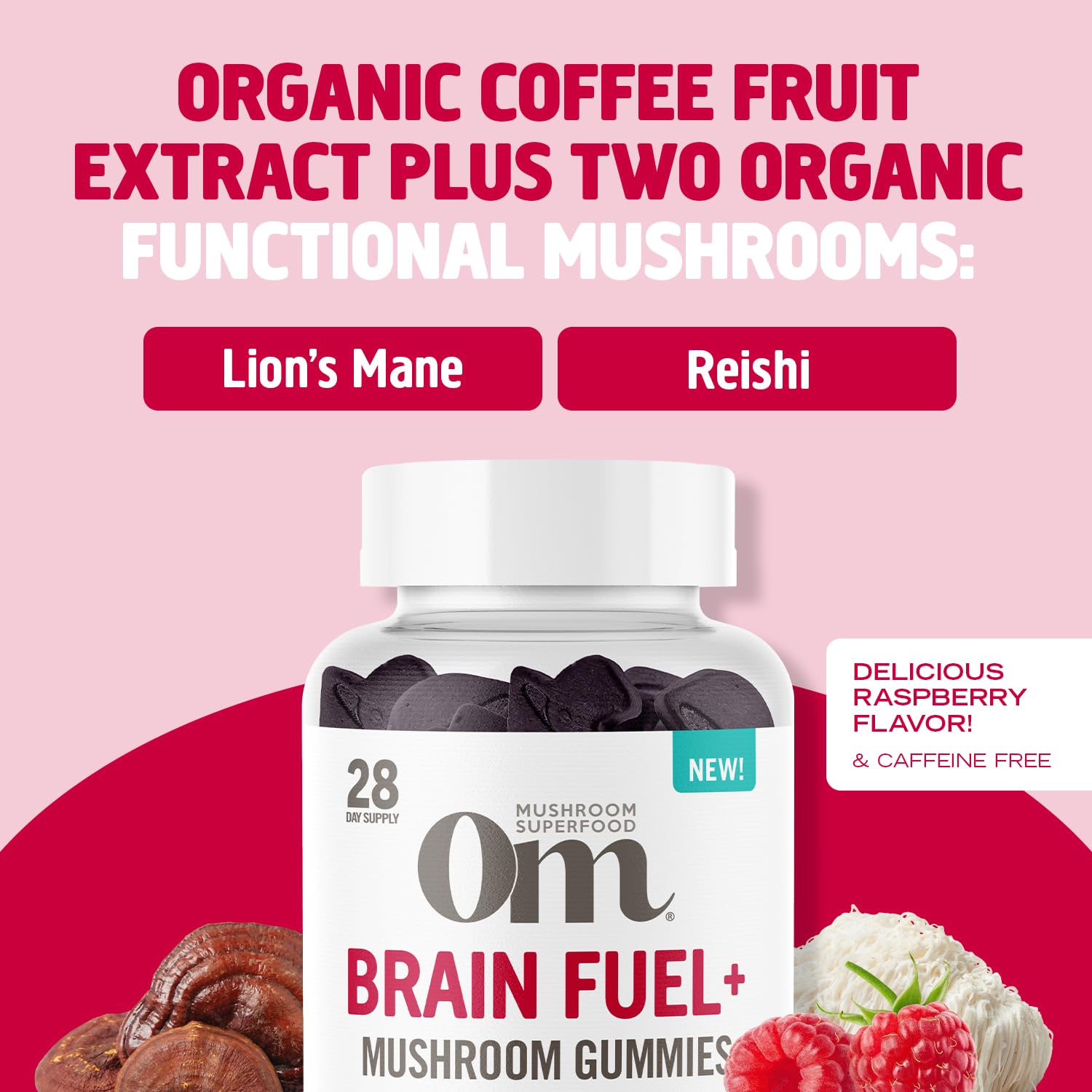 OM MUSHROOM SUPERFOOD Brain Fuel+ Gummies with ingredients list