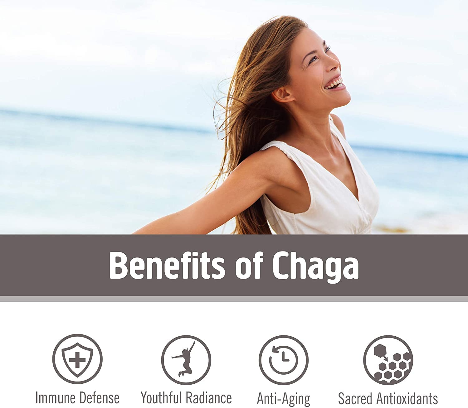 OM MUSHROOM SUPERFOOD Chaga Mushroom Capsules bottle with label