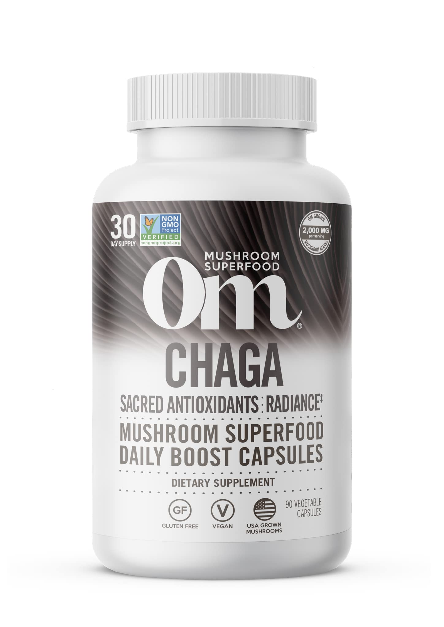 OM MUSHROOM SUPERFOOD Chaga Mushroom Capsules front view