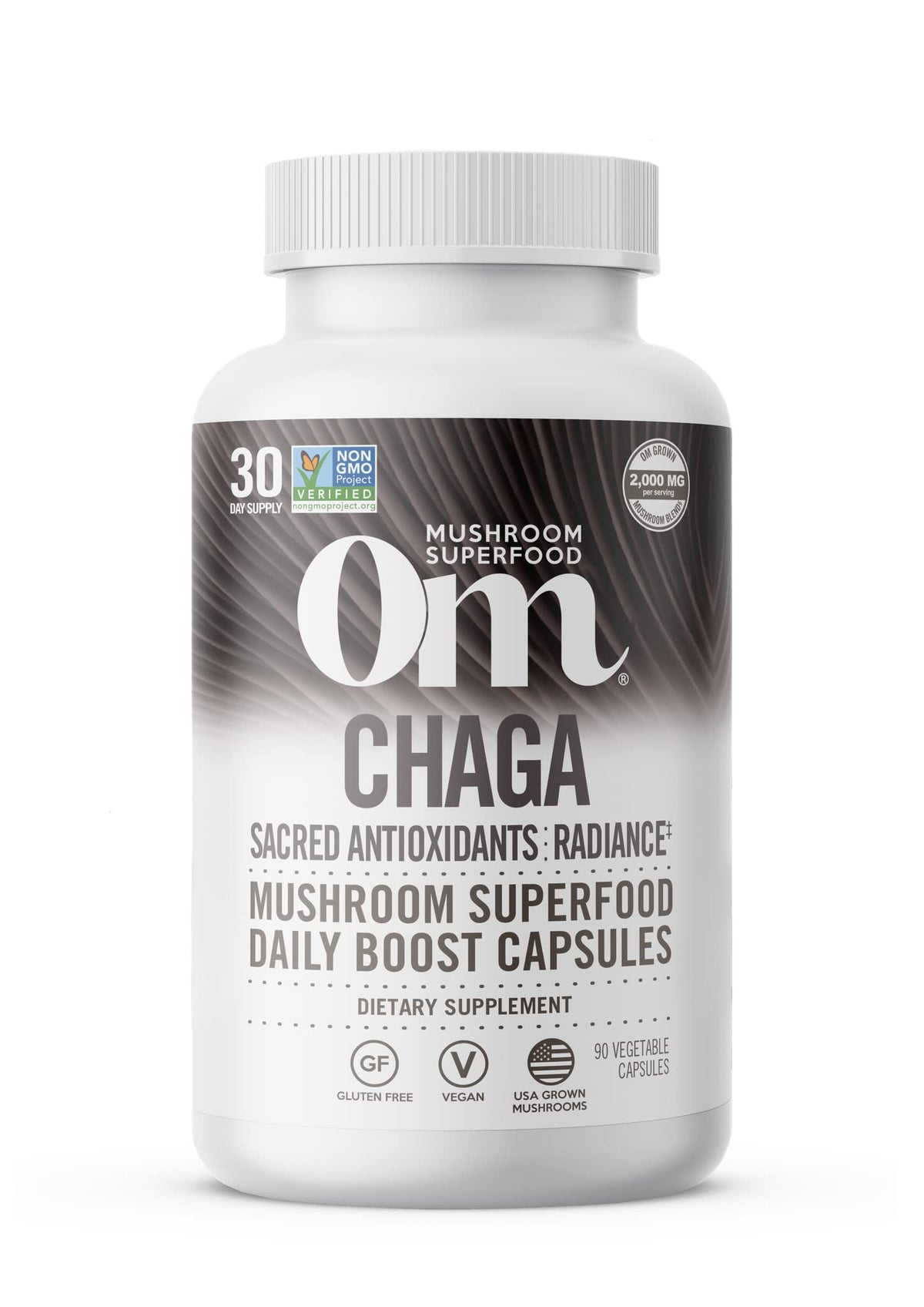 OM MUSHROOM SUPERFOOD Chaga Mushroom Capsules front view