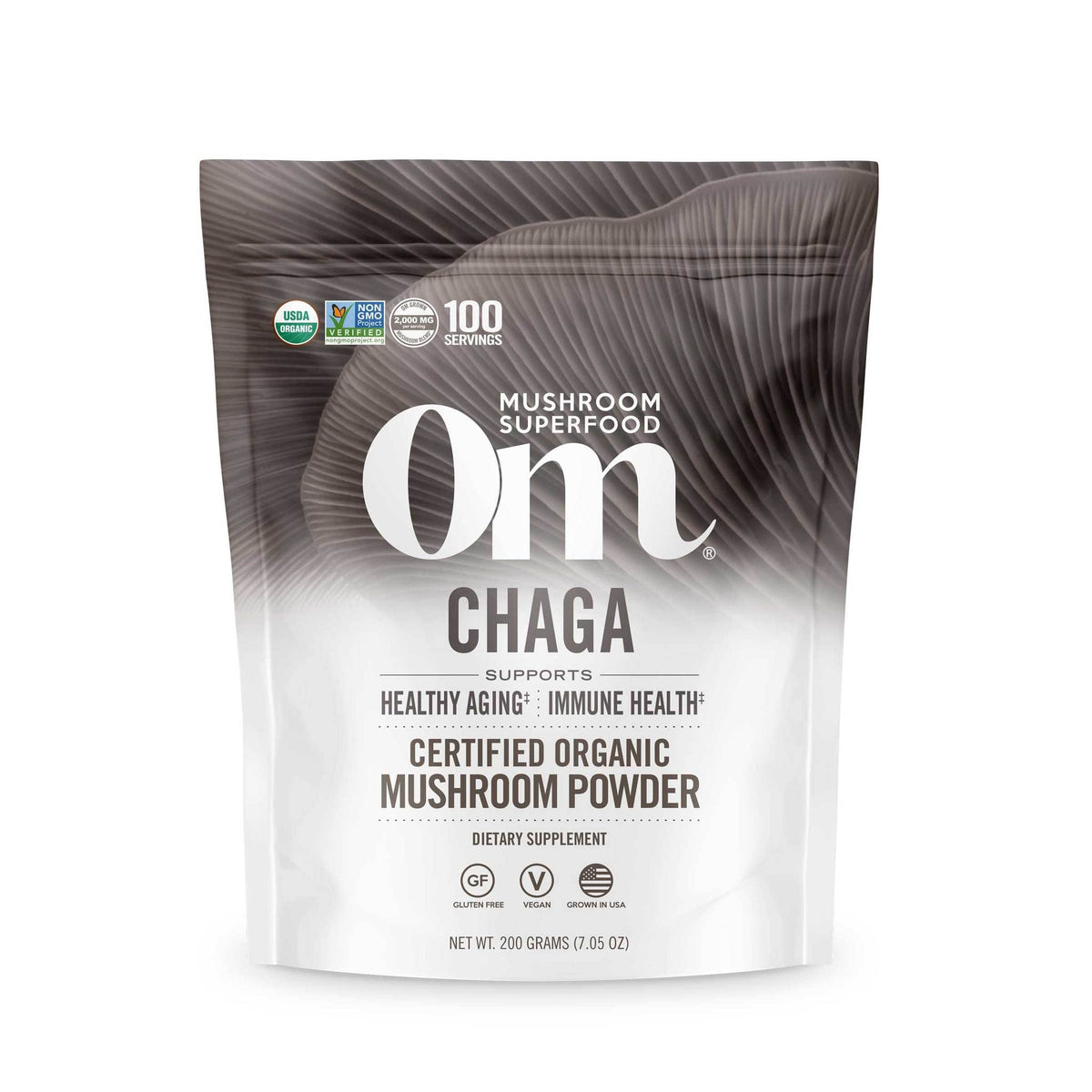 OM MUSHROOM SUPERFOOD Chaga Mushroom Powder front view
