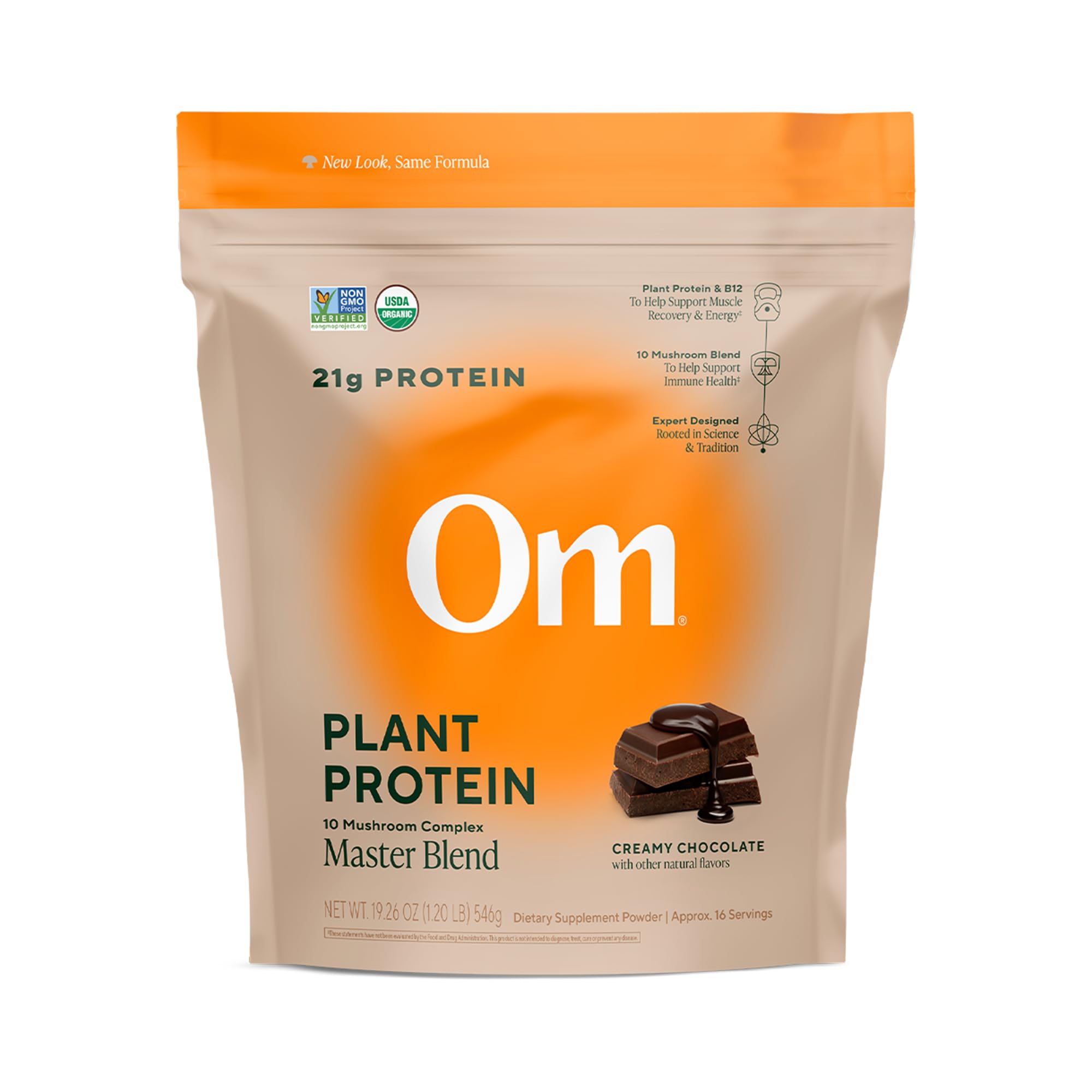 OM MUSHROOM SUPERFOOD Chocolate Protein 546g front view