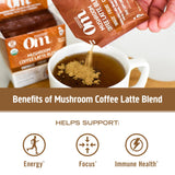 OM MUSHROOM SUPERFOOD Coffee Latte Blend in a cup