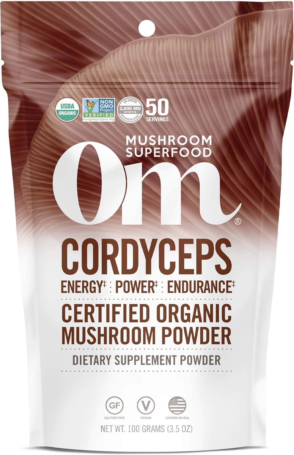 OM MUSHROOM SUPERFOOD Cordyceps Mushroom Powder front view