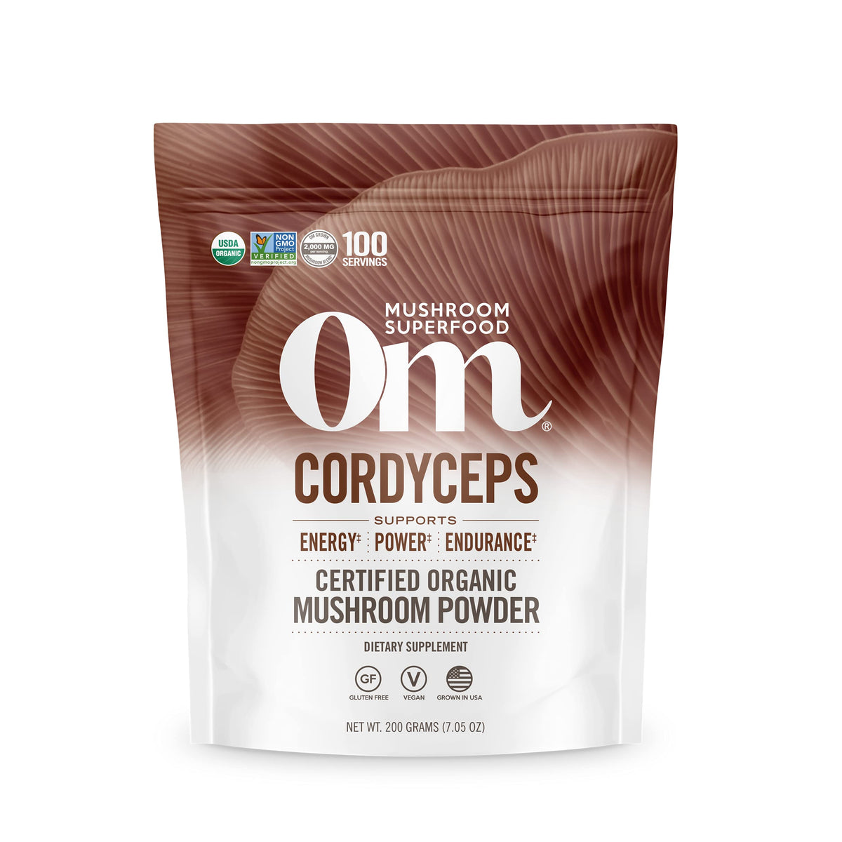 OM MUSHROOM SUPERFOOD Cordyceps Mushroom Powder front view