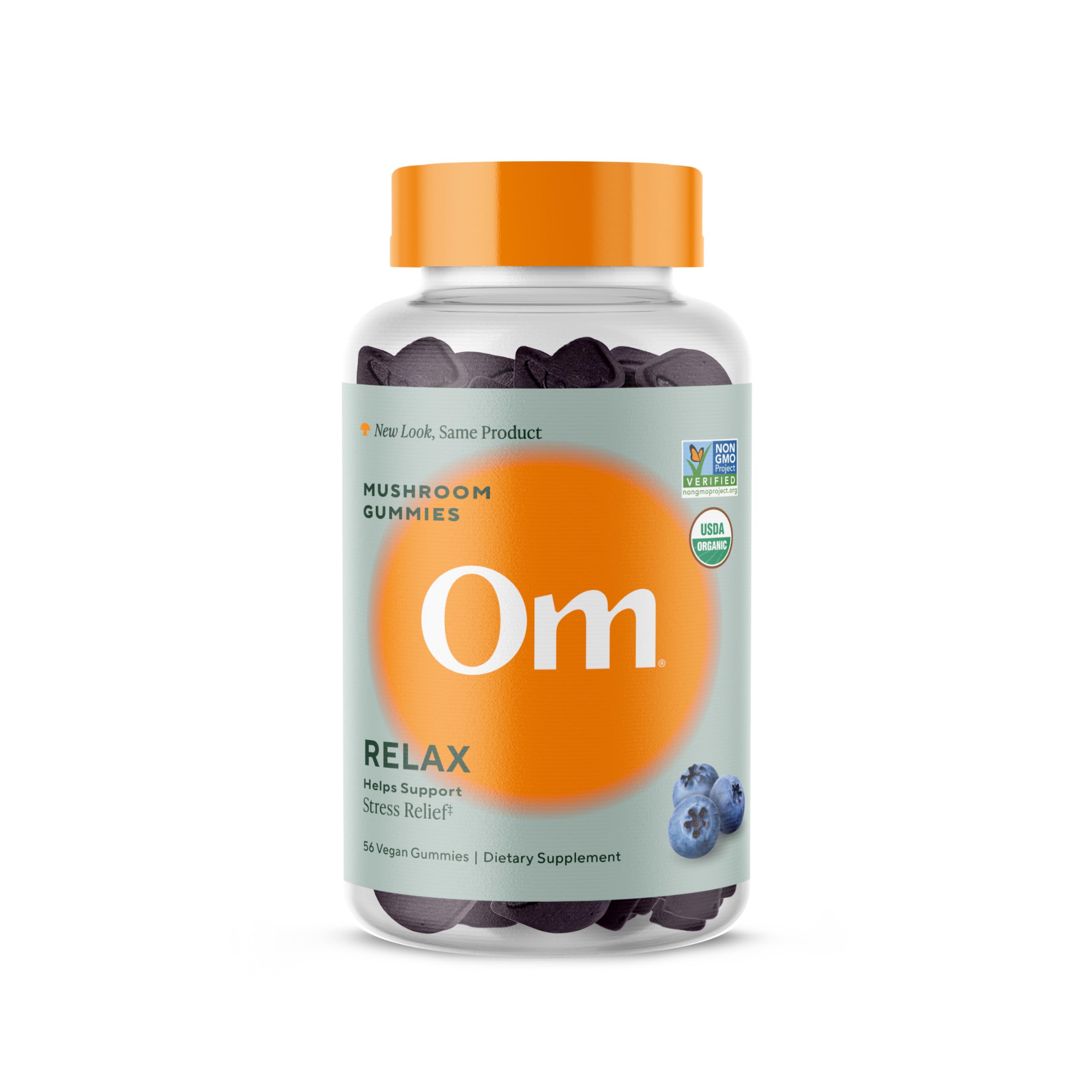 OM MUSHROOM SUPERFOOD daily wellness Gummies front view with blueberry flavour