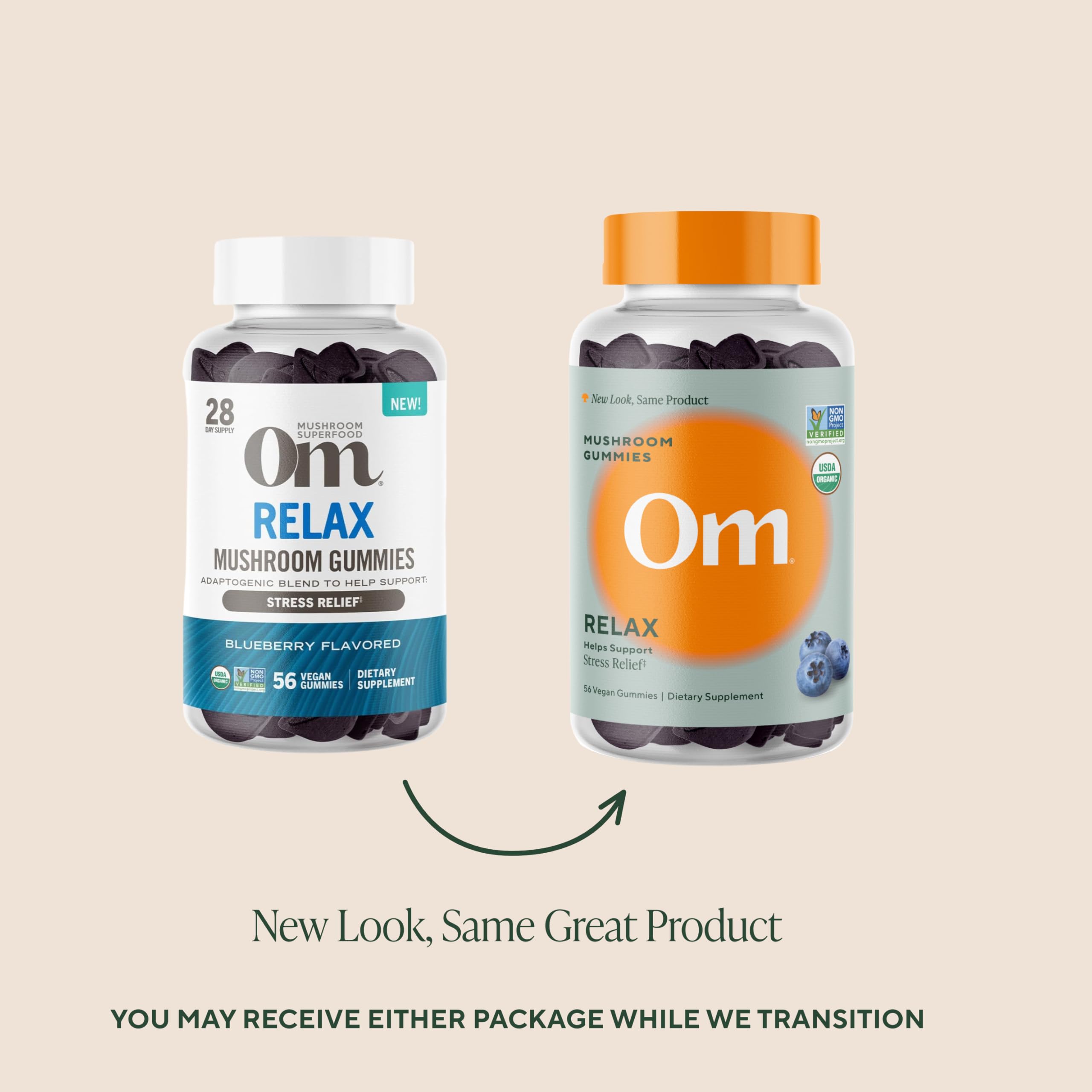 OM MUSHROOM SUPERFOOD daily wellness Gummies on a wooden table