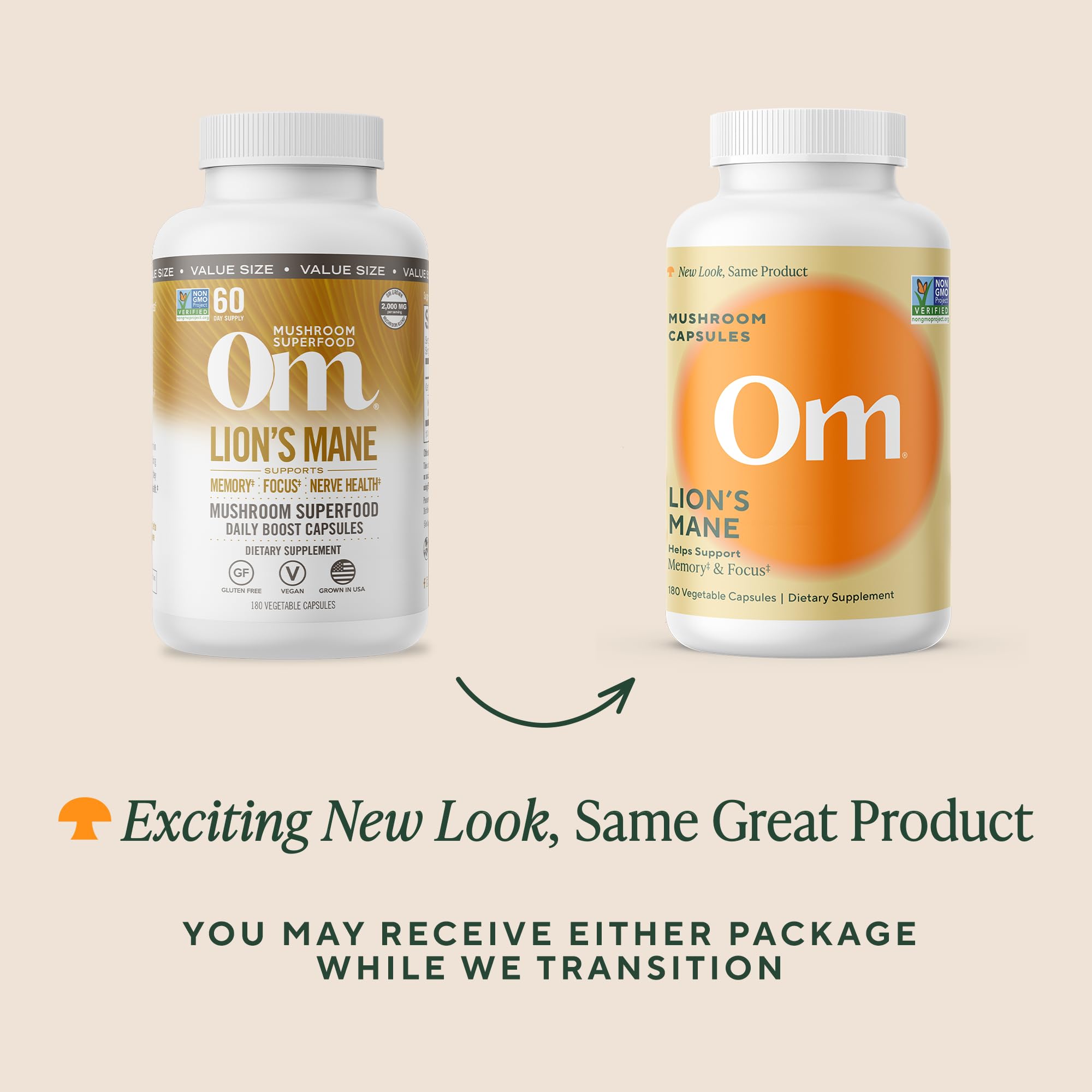 OM MUSHROOM SUPERFOOD Lion's Mane Mushroom Capsules packaging details
