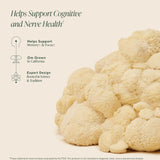 OM MUSHROOM SUPERFOOD Lion's Mane Mushroom Capsules with a measuring spoon
