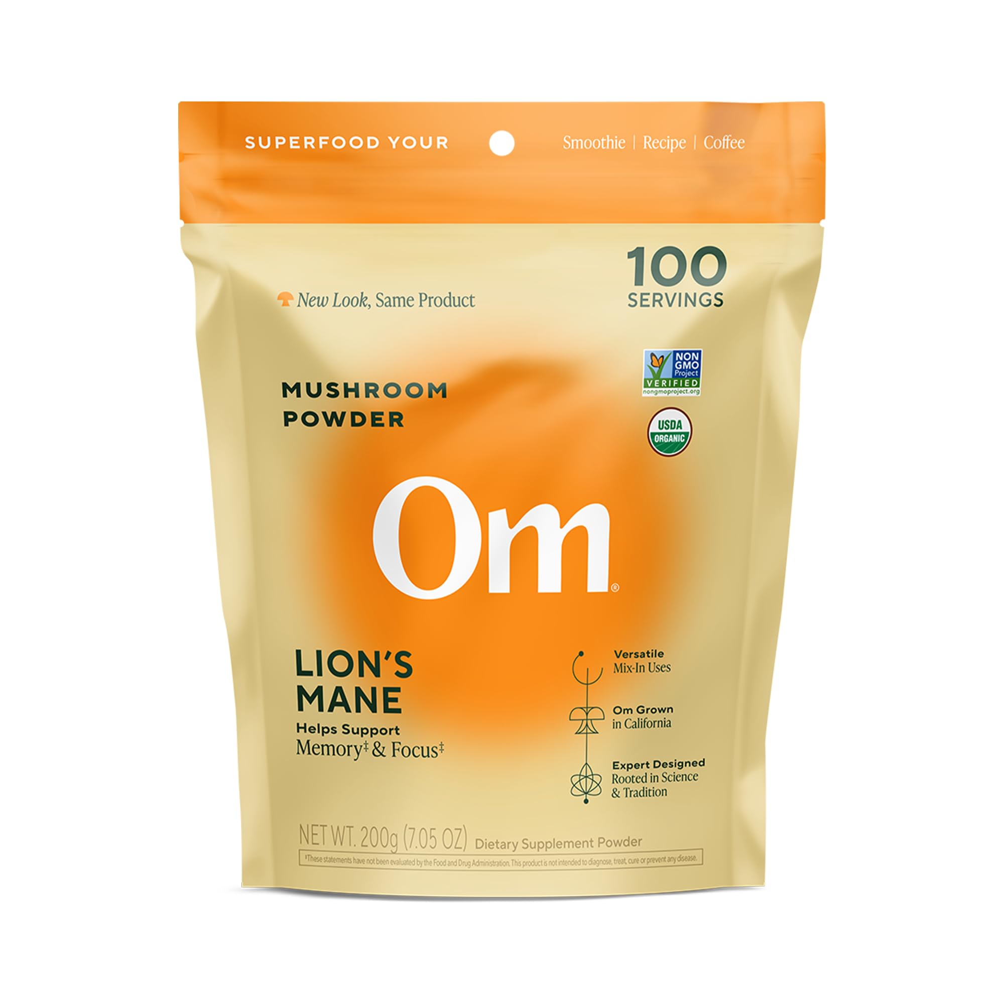 OM MUSHROOM SUPERFOOD Lion's Mane Mushroom Powder front view