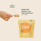 OM MUSHROOM SUPERFOOD Lion's Mane Mushroom Powder in a bowl