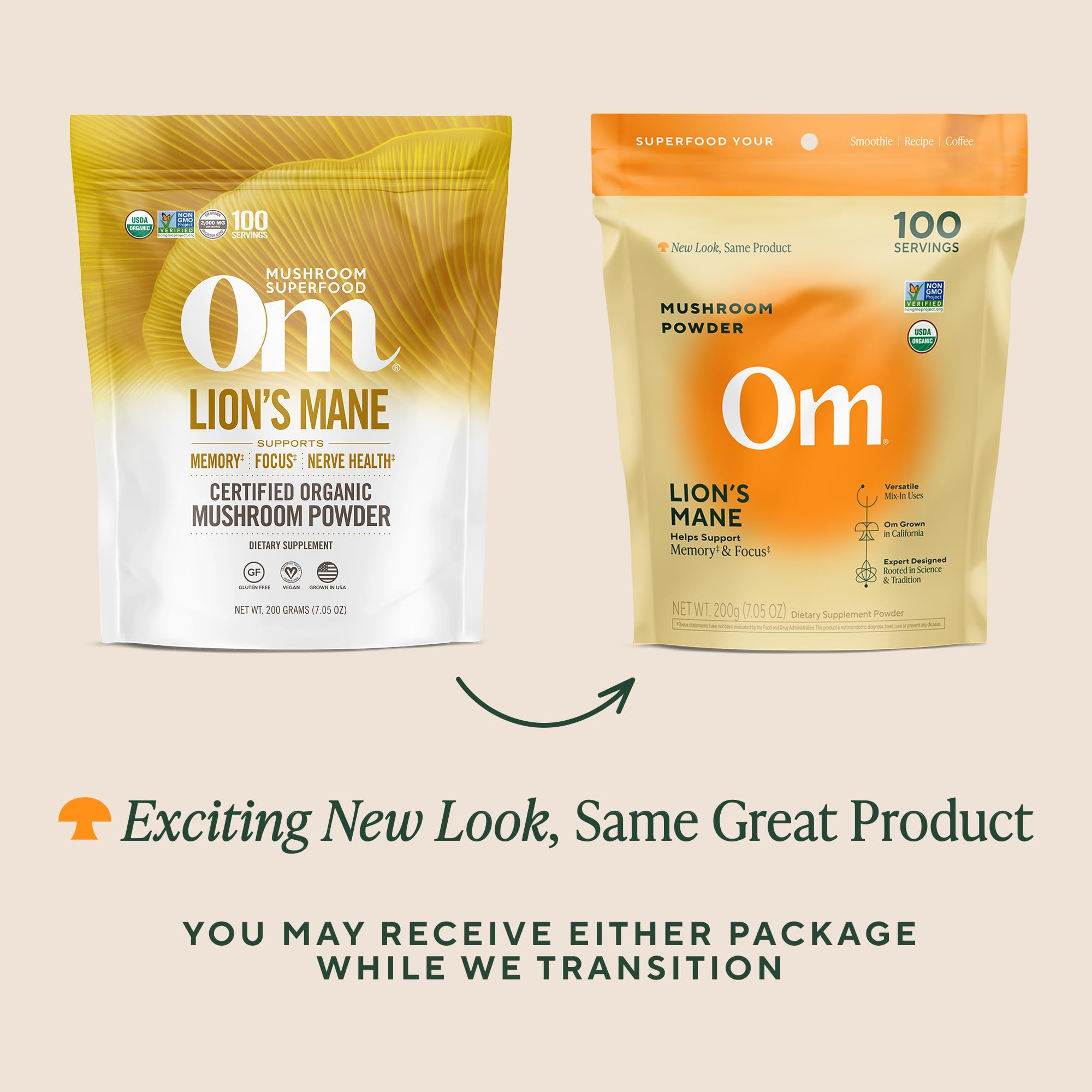 OM MUSHROOM SUPERFOOD Lion's Mane Mushroom Powder serving suggestion