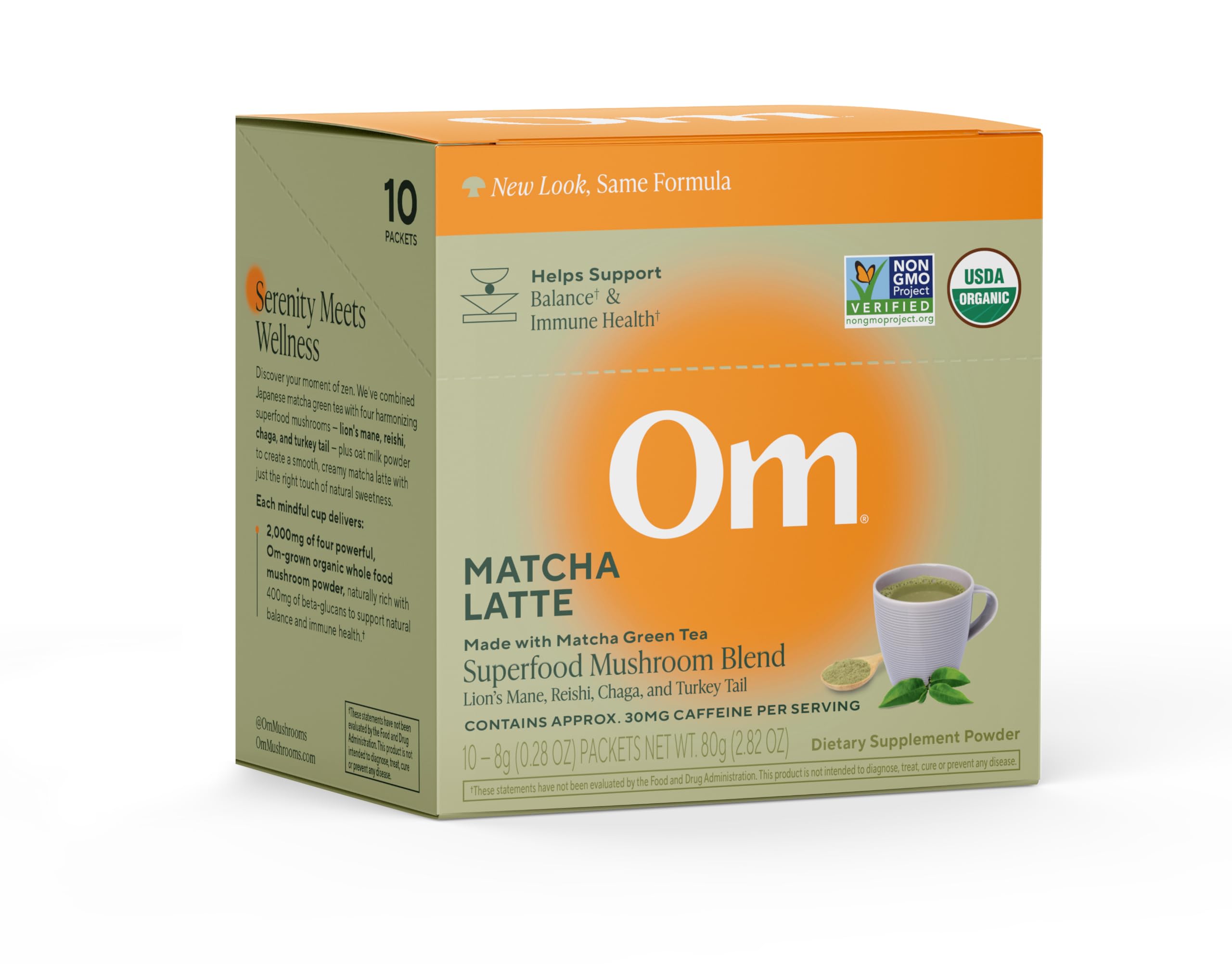 OM MUSHROOM SUPERFOOD Matcha Latte Blend packaging front view