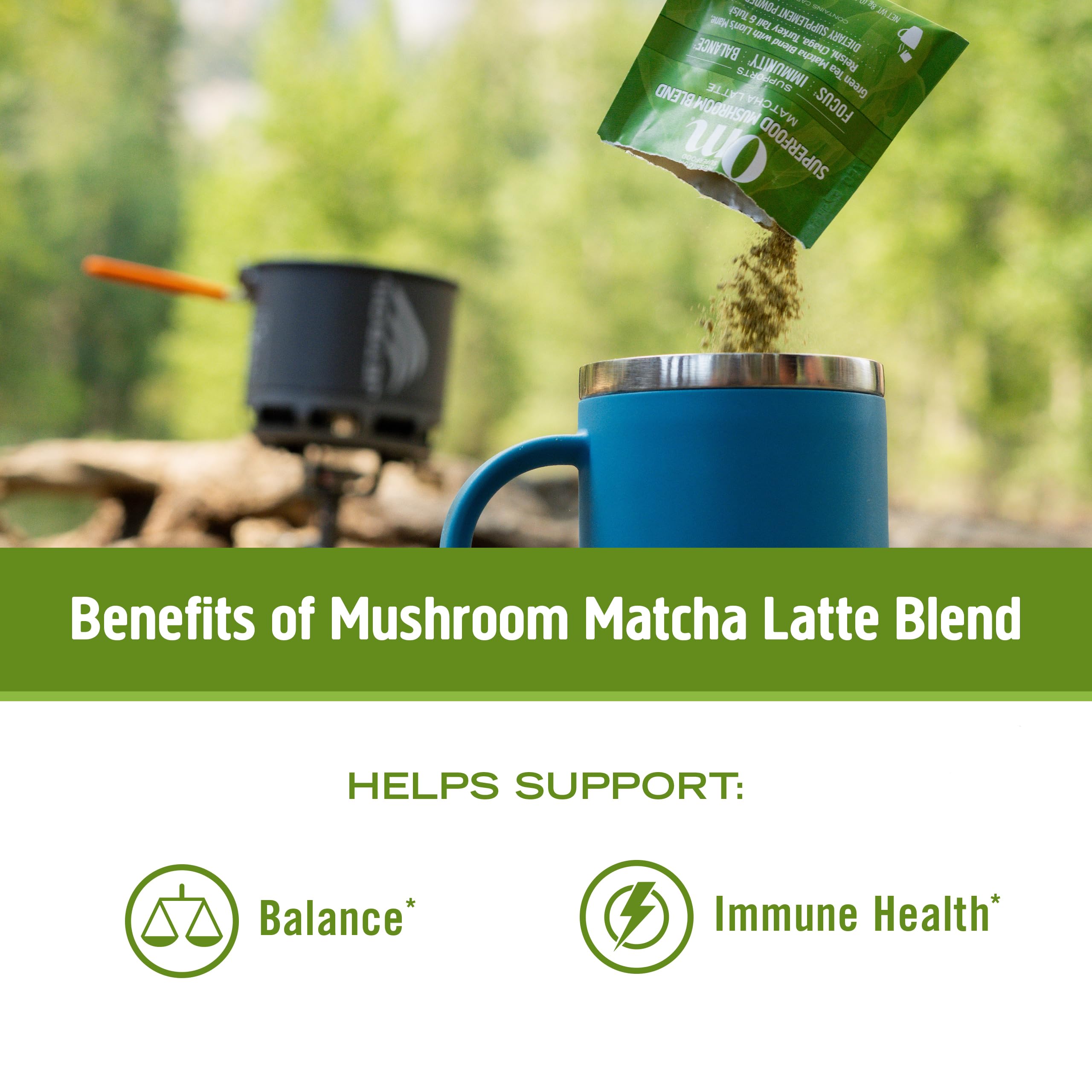 OM MUSHROOM SUPERFOOD Matcha Latte Blend with oat milk powder