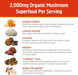 OM MUSHROOM SUPERFOOD Mushroom Blend 2000mg canister on kitchen counter
