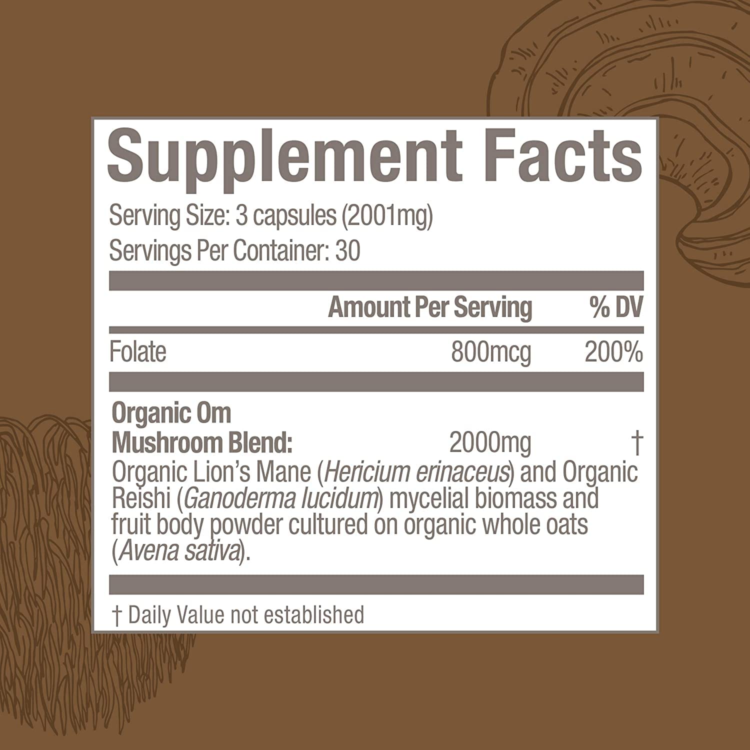 OM MUSHROOM SUPERFOOD Mushroom Blend Capsules on a table