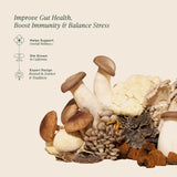 OM MUSHROOM SUPERFOOD Organic Mushroom Powder back view with ingredients