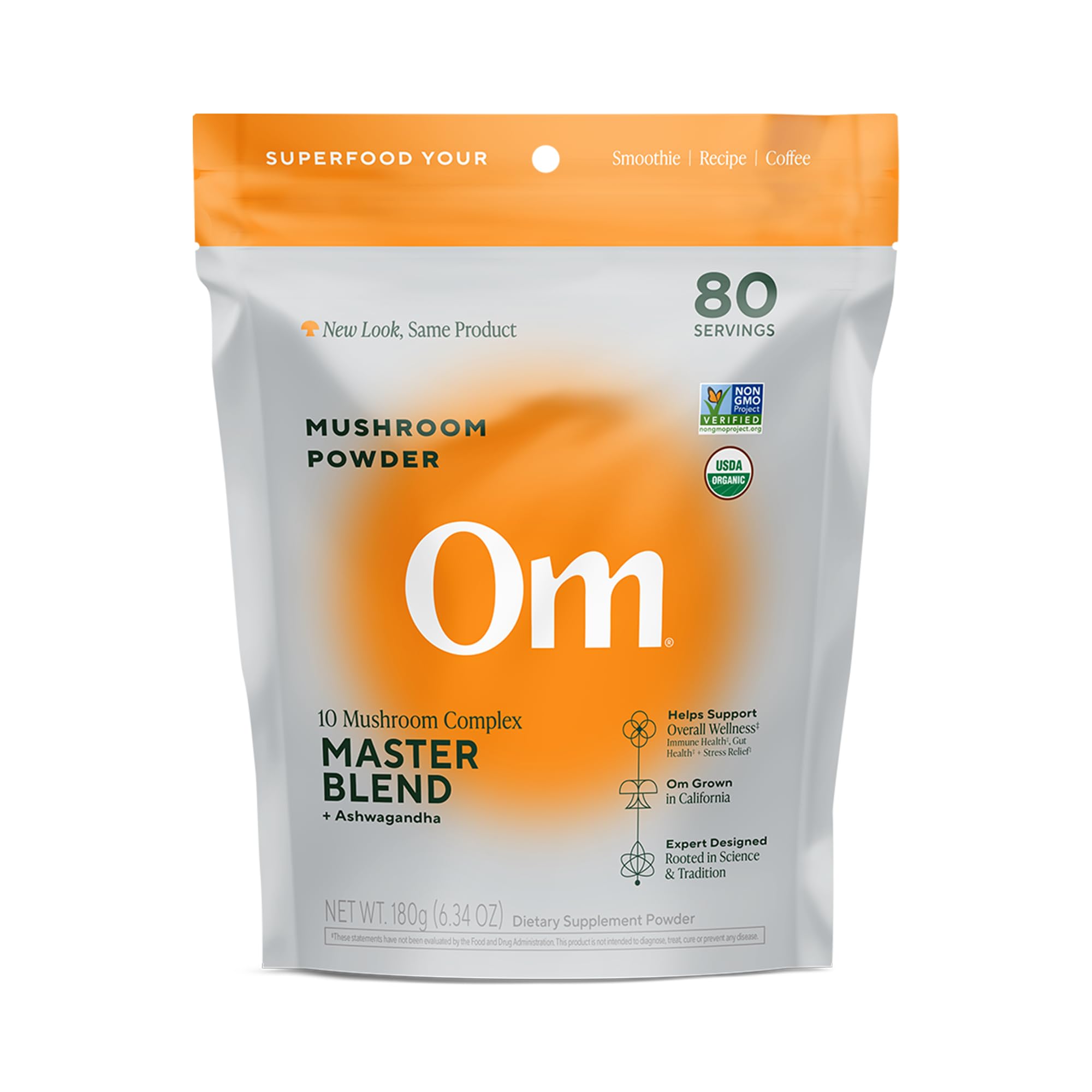 OM MUSHROOM SUPERFOOD Organic Mushroom Powder front view