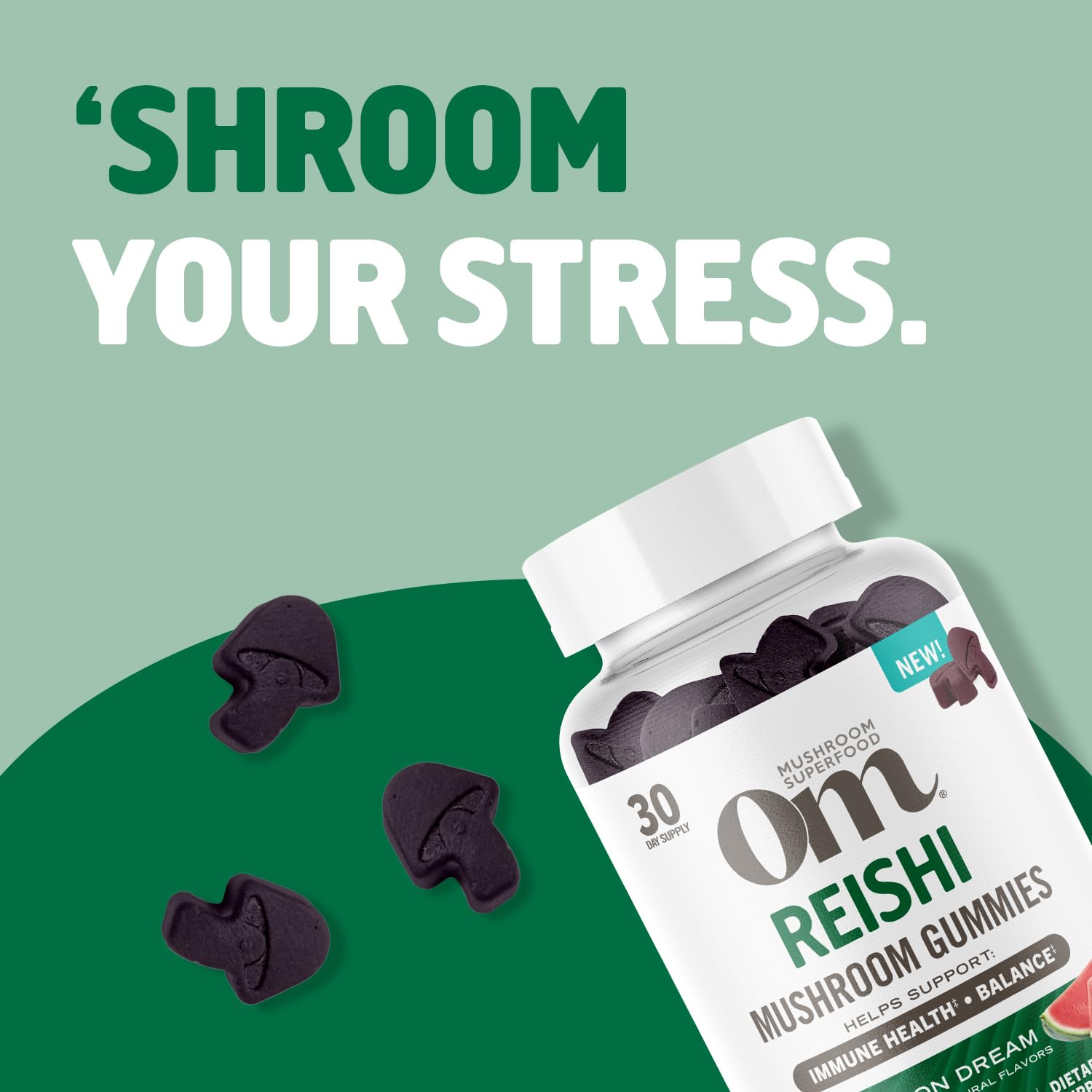 OM MUSHROOM SUPERFOOD Reishi Gummies in a bowl