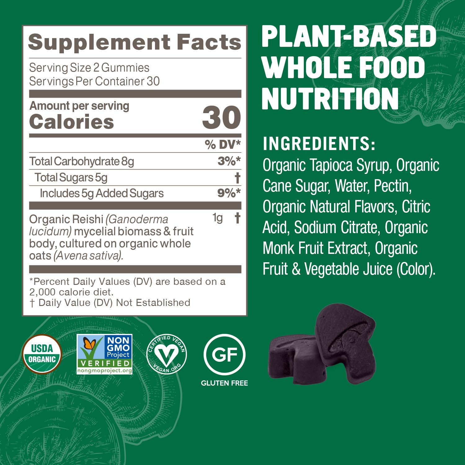 OM MUSHROOM SUPERFOOD Reishi Gummies nutritional information