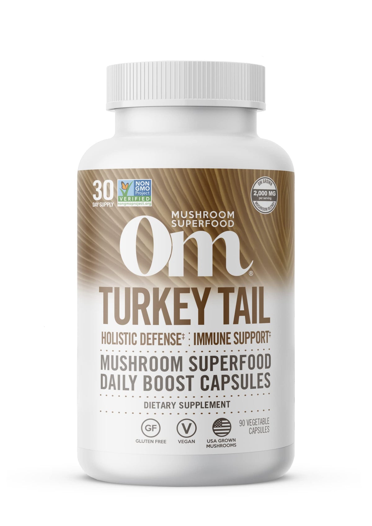 OM MUSHROOM SUPERFOOD Turkey Tail Mushroom Capsules front view