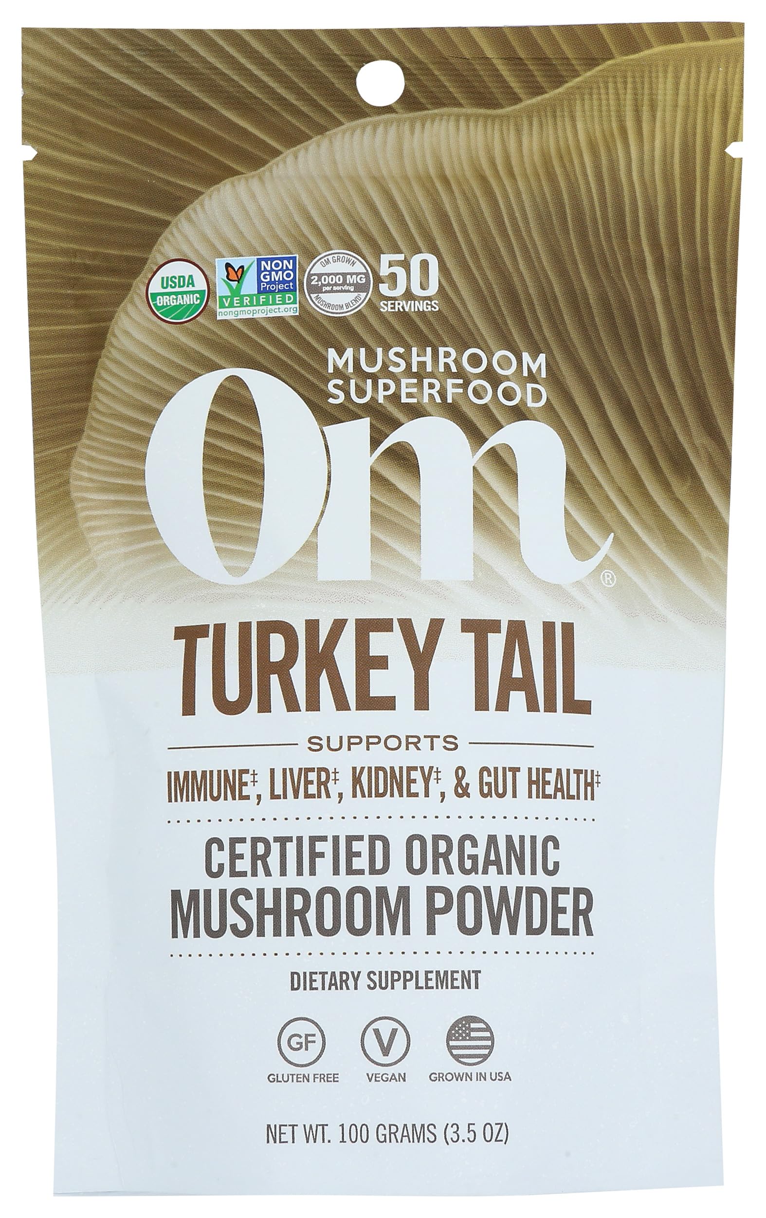 OM MUSHROOM SUPERFOOD Turkey Tail Mushroom Powder front view